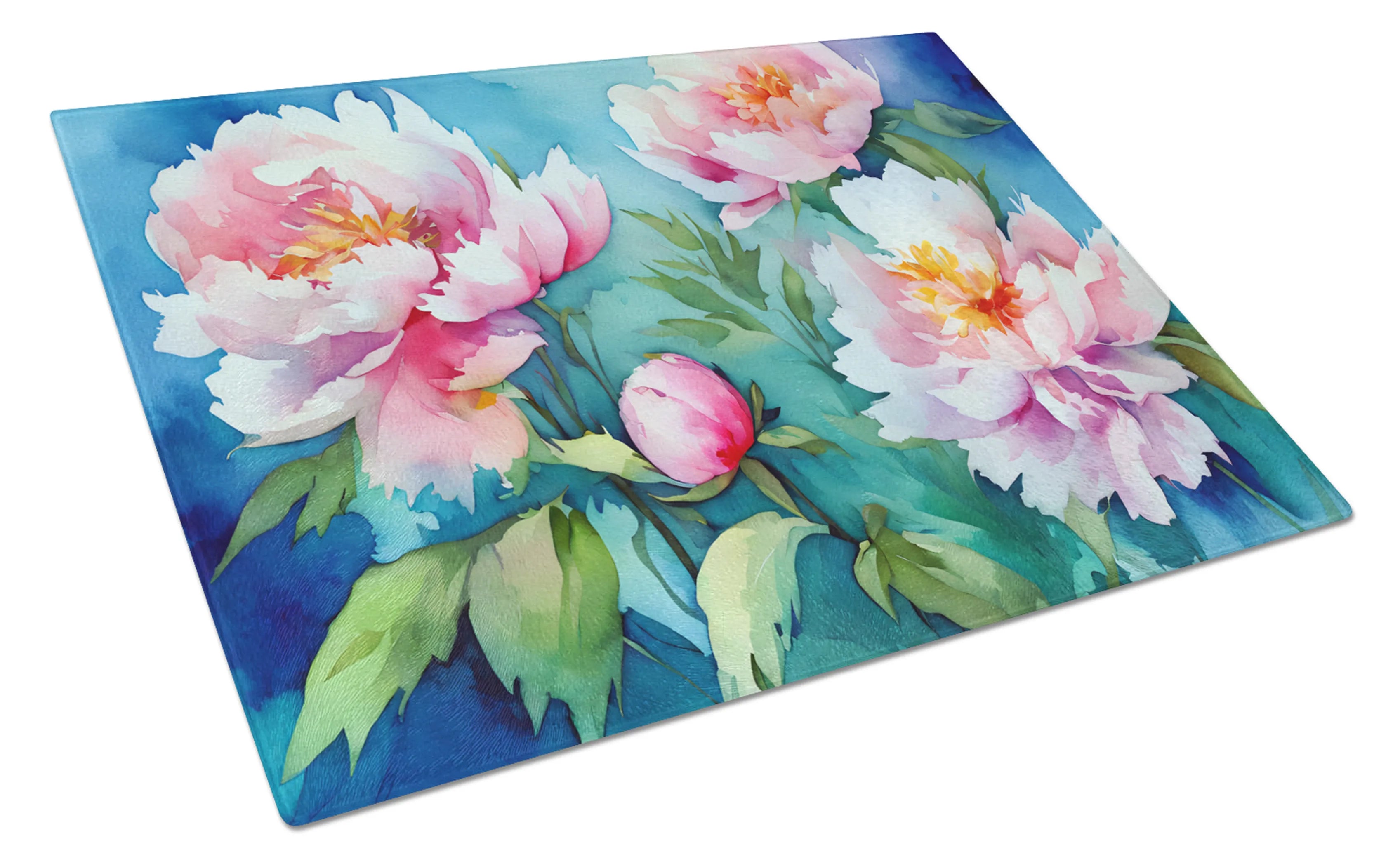 Flowers in Watercolor Glass Cutting Board - Size: LARGE | Pack Of: 1 | Collection name: Flowers in watercolor