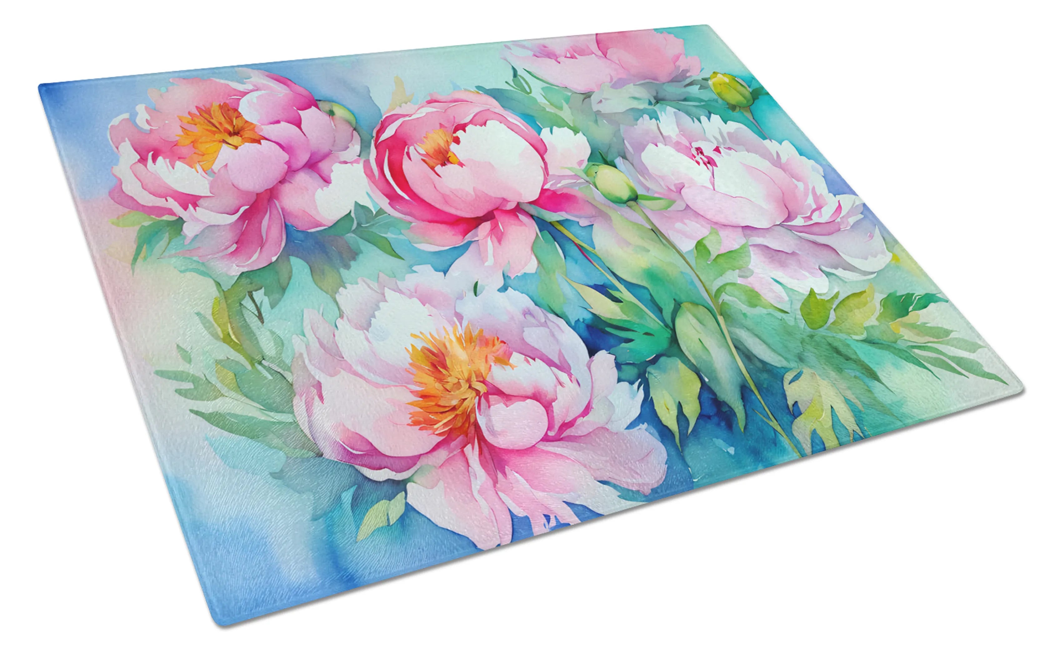 Flowers in Watercolor Glass Cutting Board - Size: LARGE | Pack Of: 1 | Collection name: Flowers in watercolor