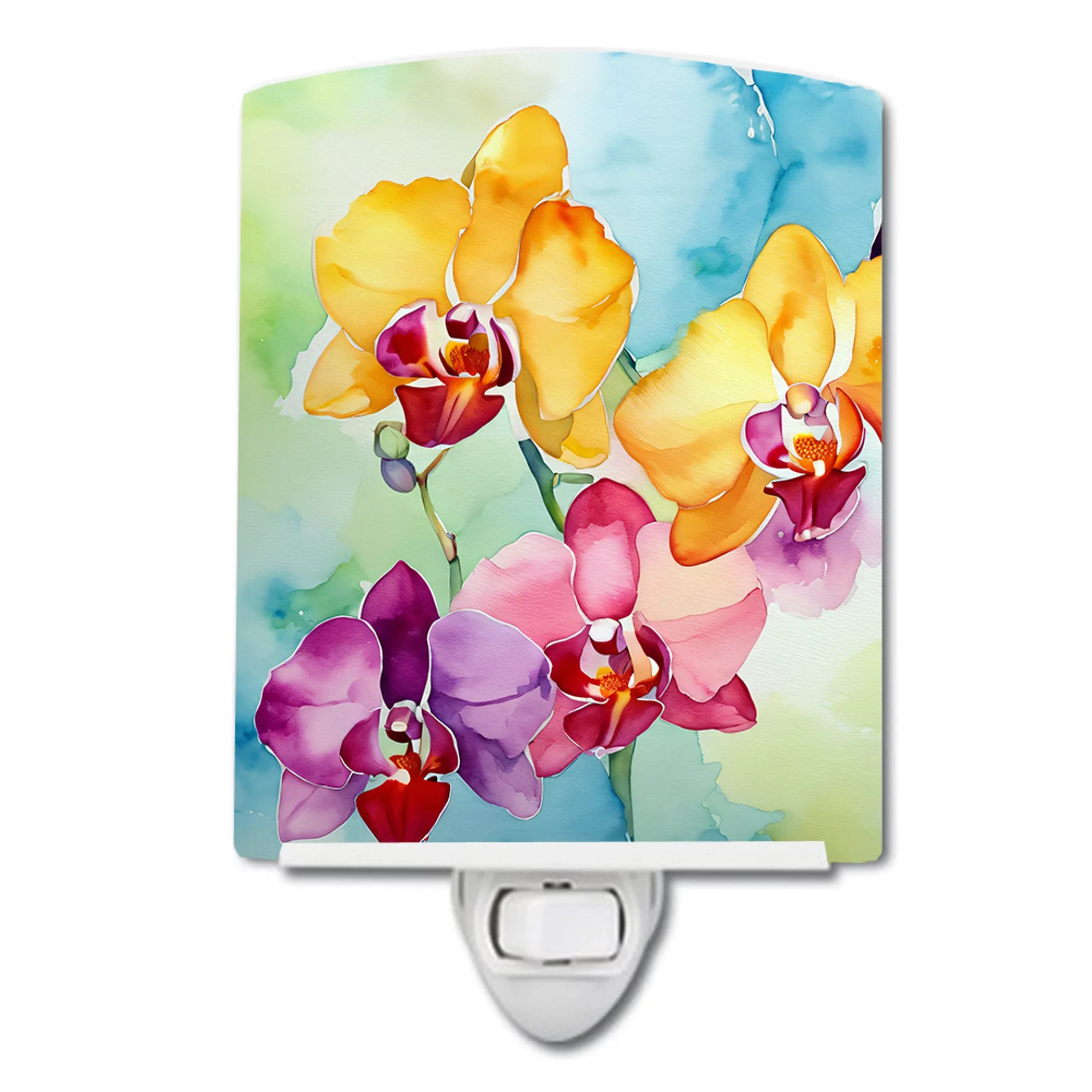 Flowers in Watercolor Ceramic Night Light - Pack Of: 1 | Collection name: Flowers in watercolor