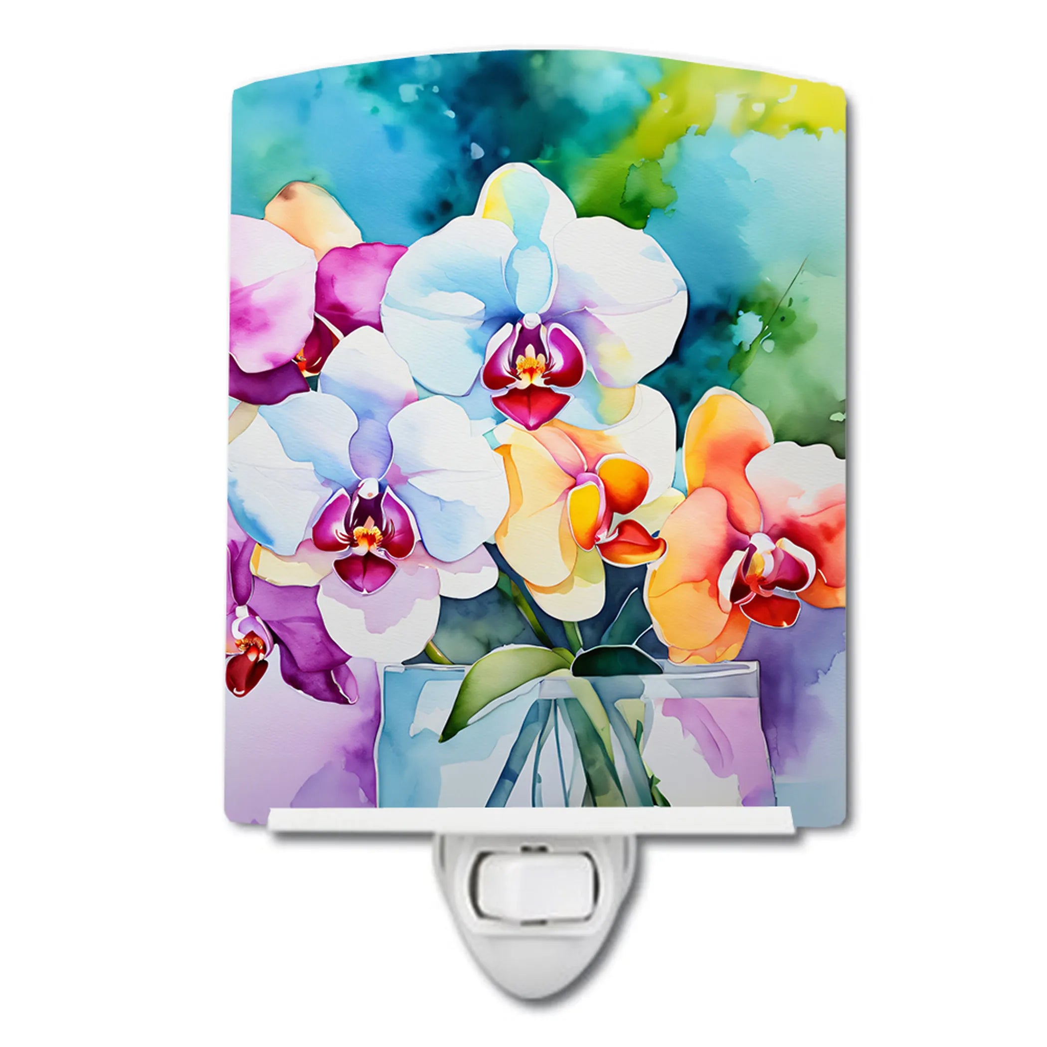 Flowers in Watercolor Ceramic Night Light - Pack Of: 1 | Collection name: Flowers in watercolor