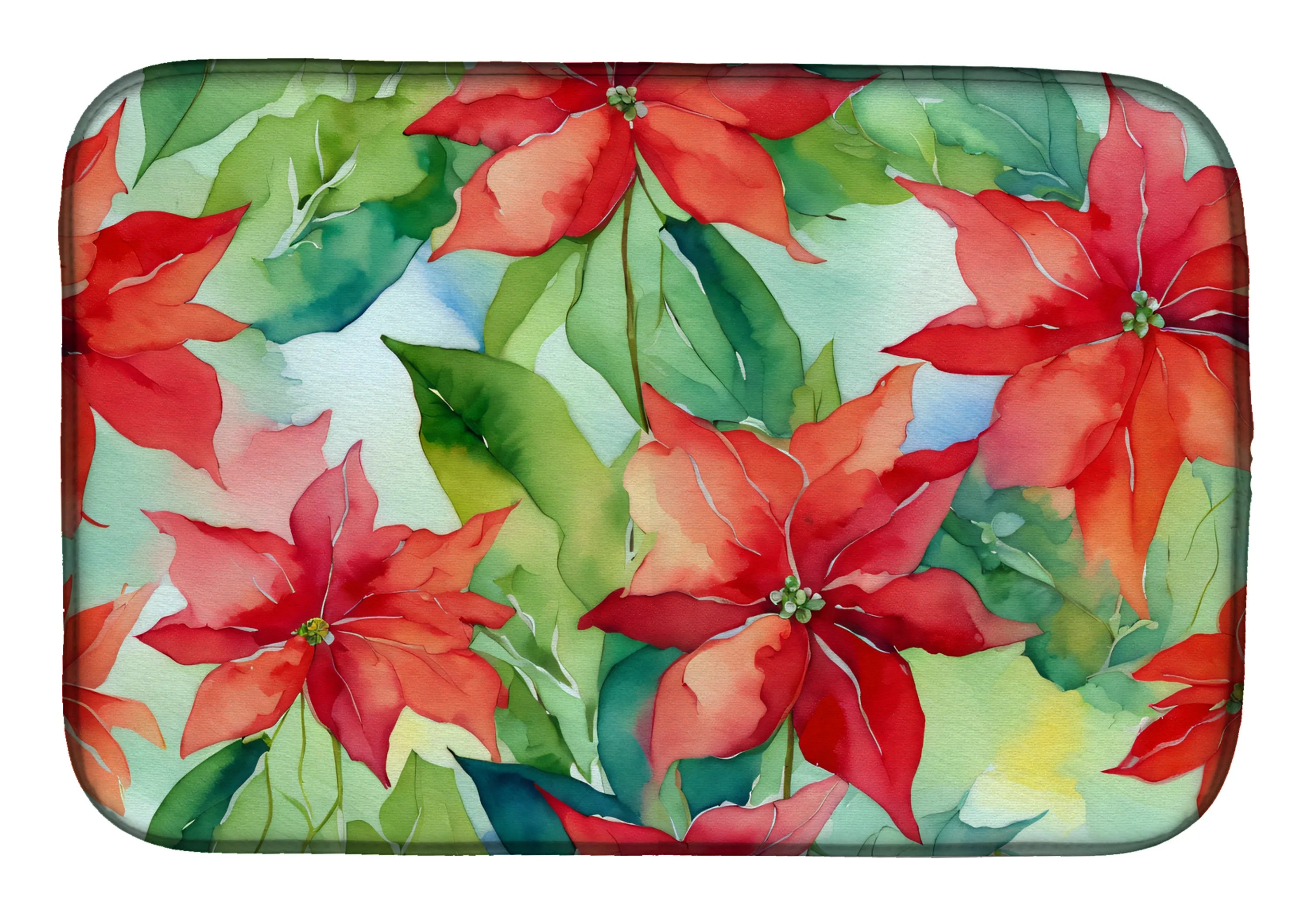 Flowers in Watercolor Dish Drying Mat - Size: 14  X 21" | Pack Of: 1 | Collection name: Flowers in watercolor