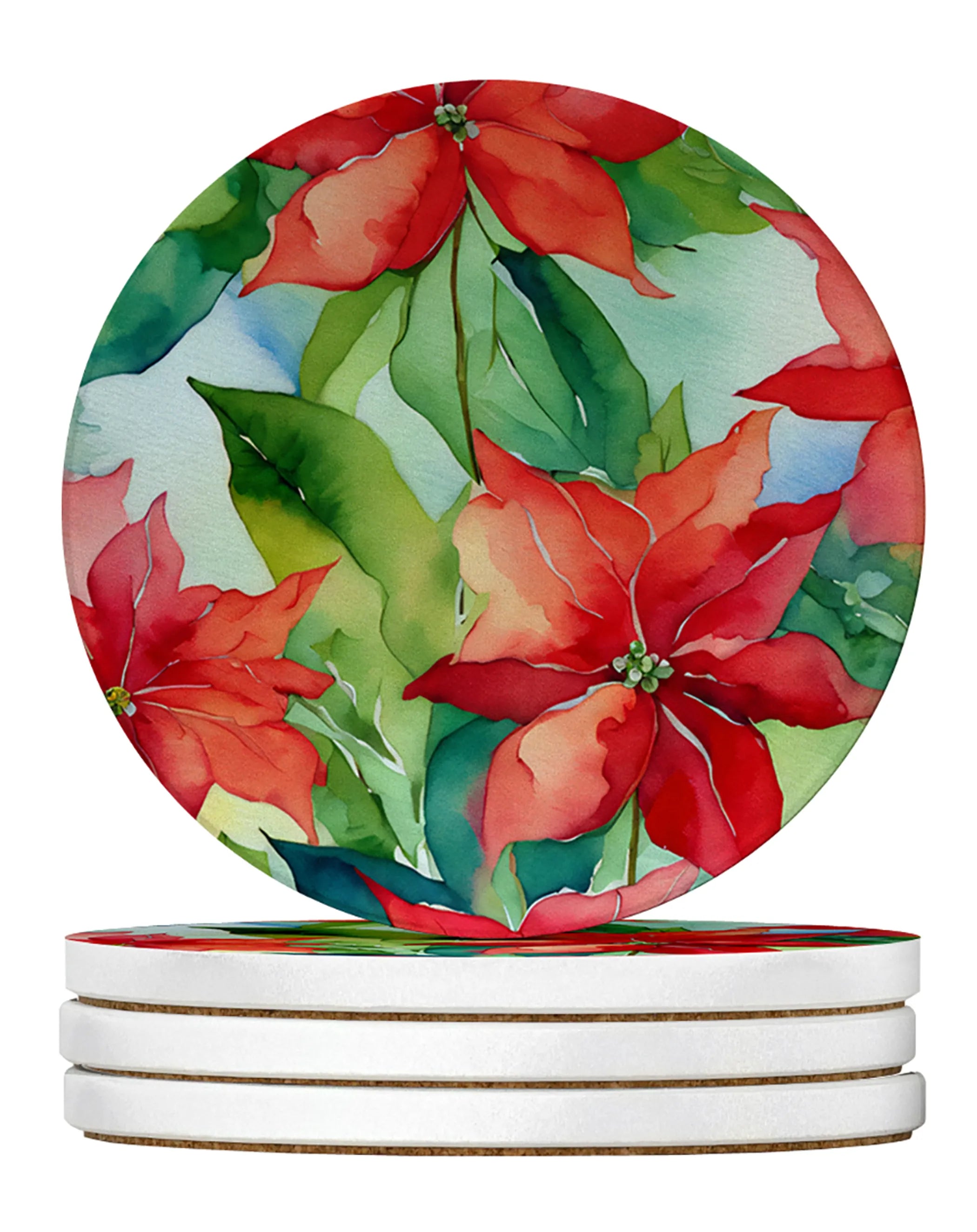 Flowers in Watercolor Large Sandstone Coasters