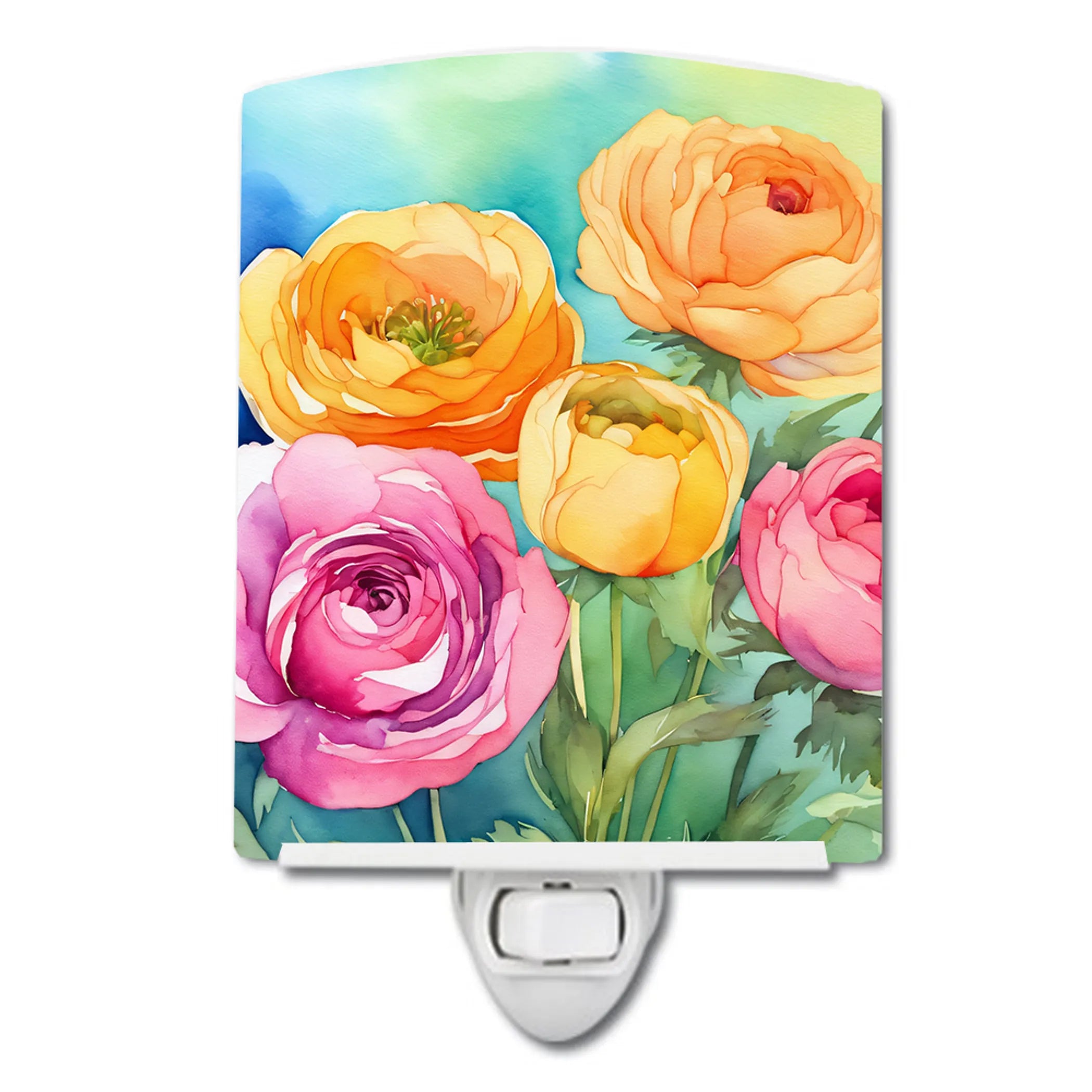 Flowers in Watercolor Ceramic Night Light - Pack Of: 1 | Collection name: Flowers in watercolor