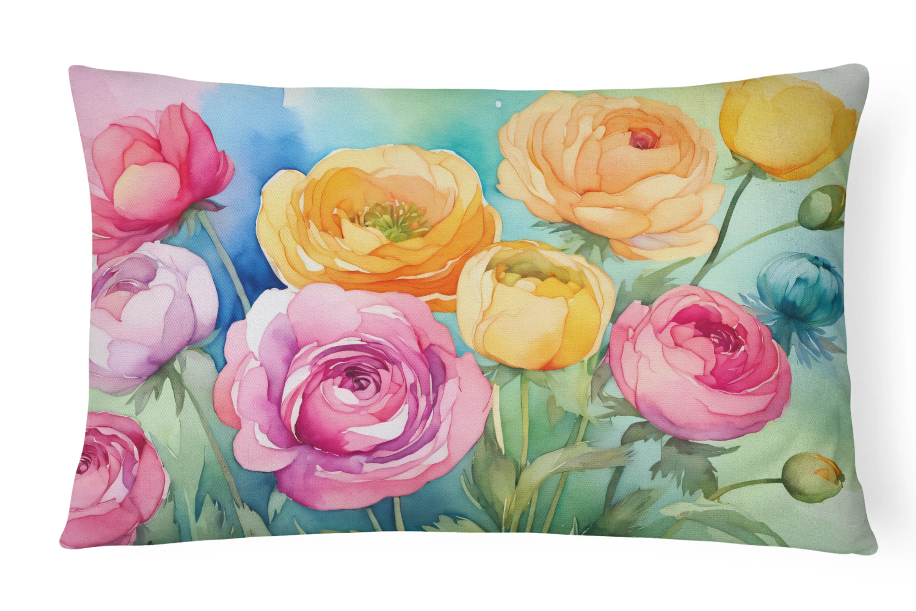 Flowers in Watercolor Throw Pillow - Pack Of: 1 | Collection name: Flowers in watercolor