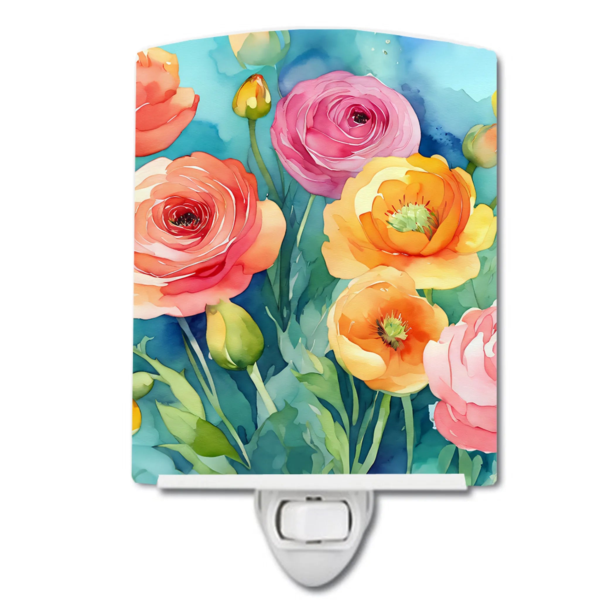 Flowers in Watercolor Ceramic Night Light - Pack Of: 1 | Collection name: Flowers in watercolor