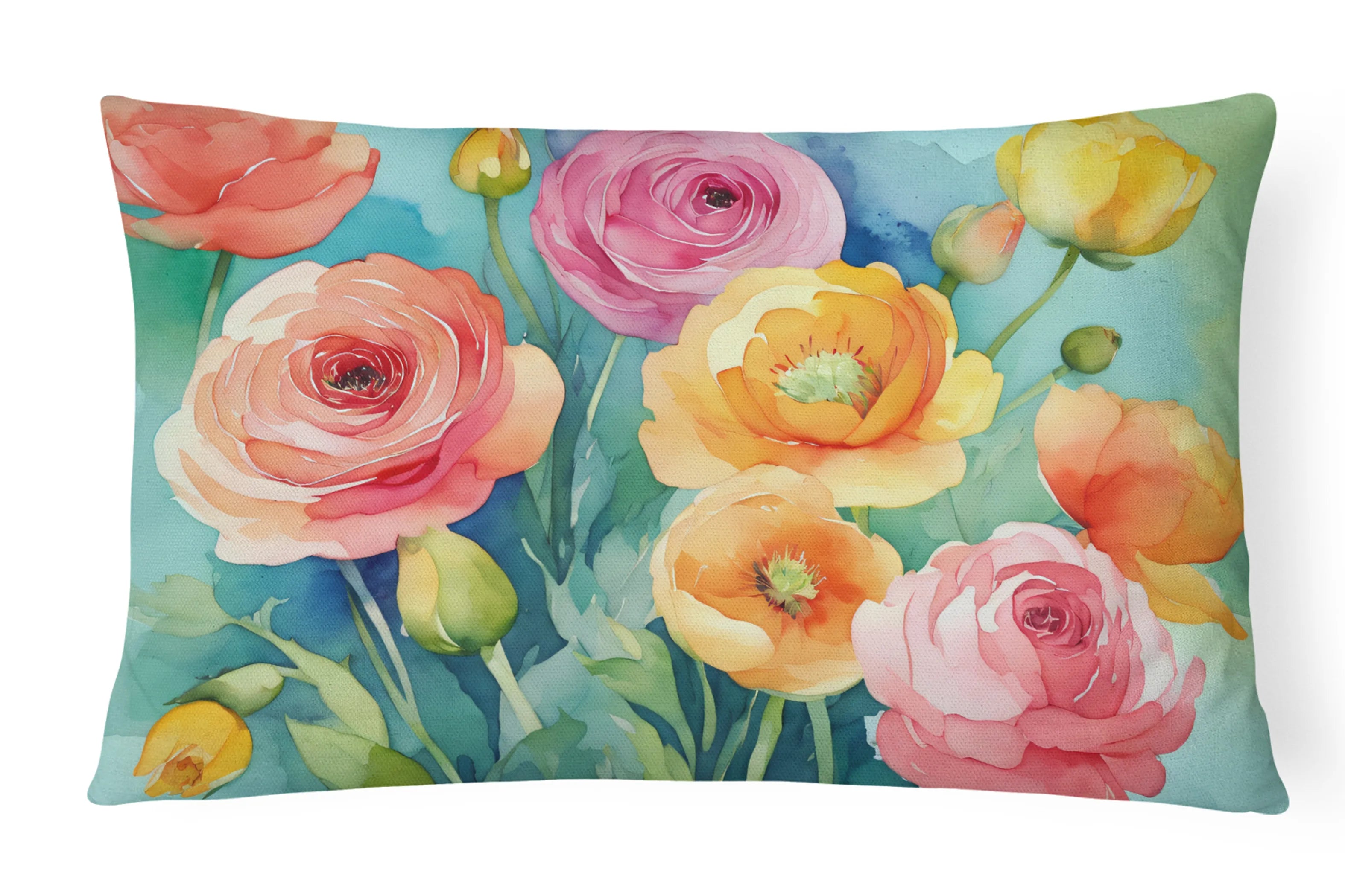 Flowers in Watercolor Throw Pillow - Pack Of: 1 | Collection name: Flowers in watercolor