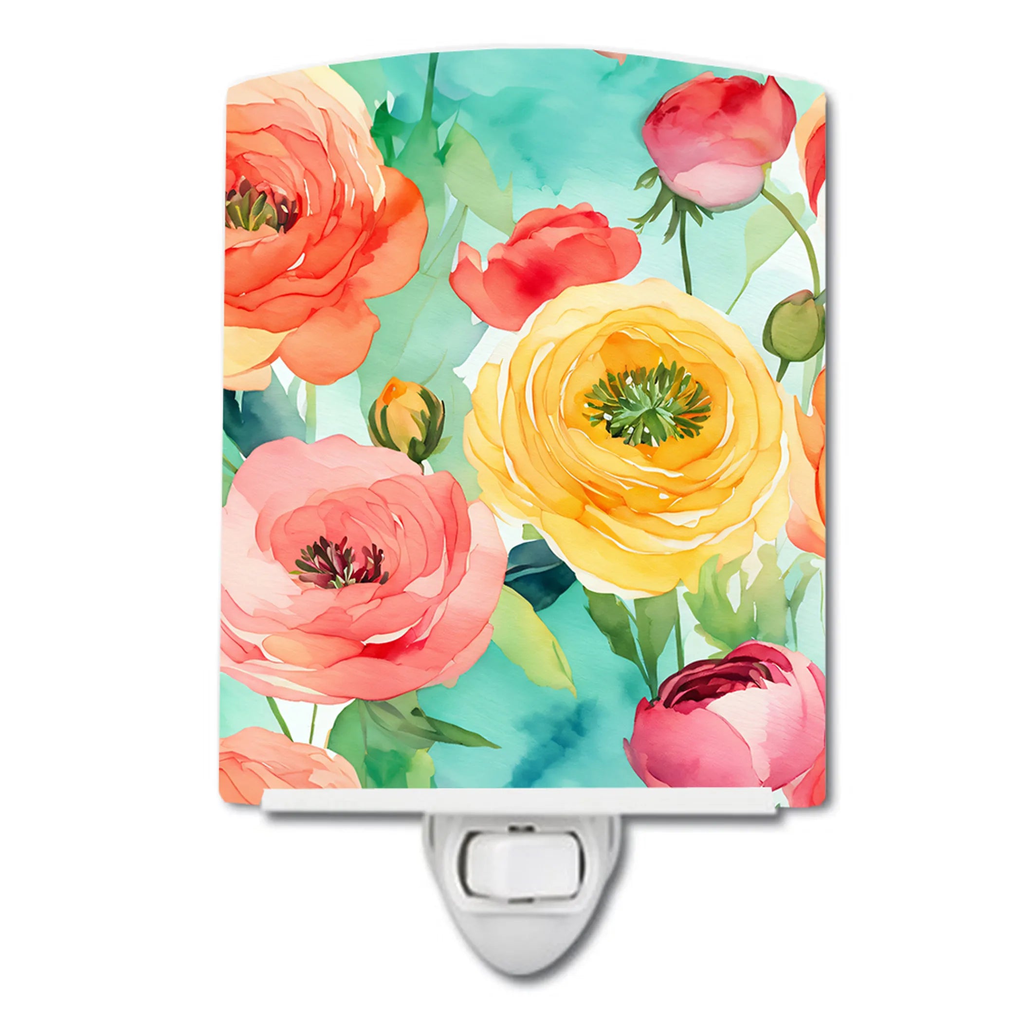 Flowers in Watercolor Ceramic Night Light - Pack Of: 1 | Collection name: Flowers in watercolor