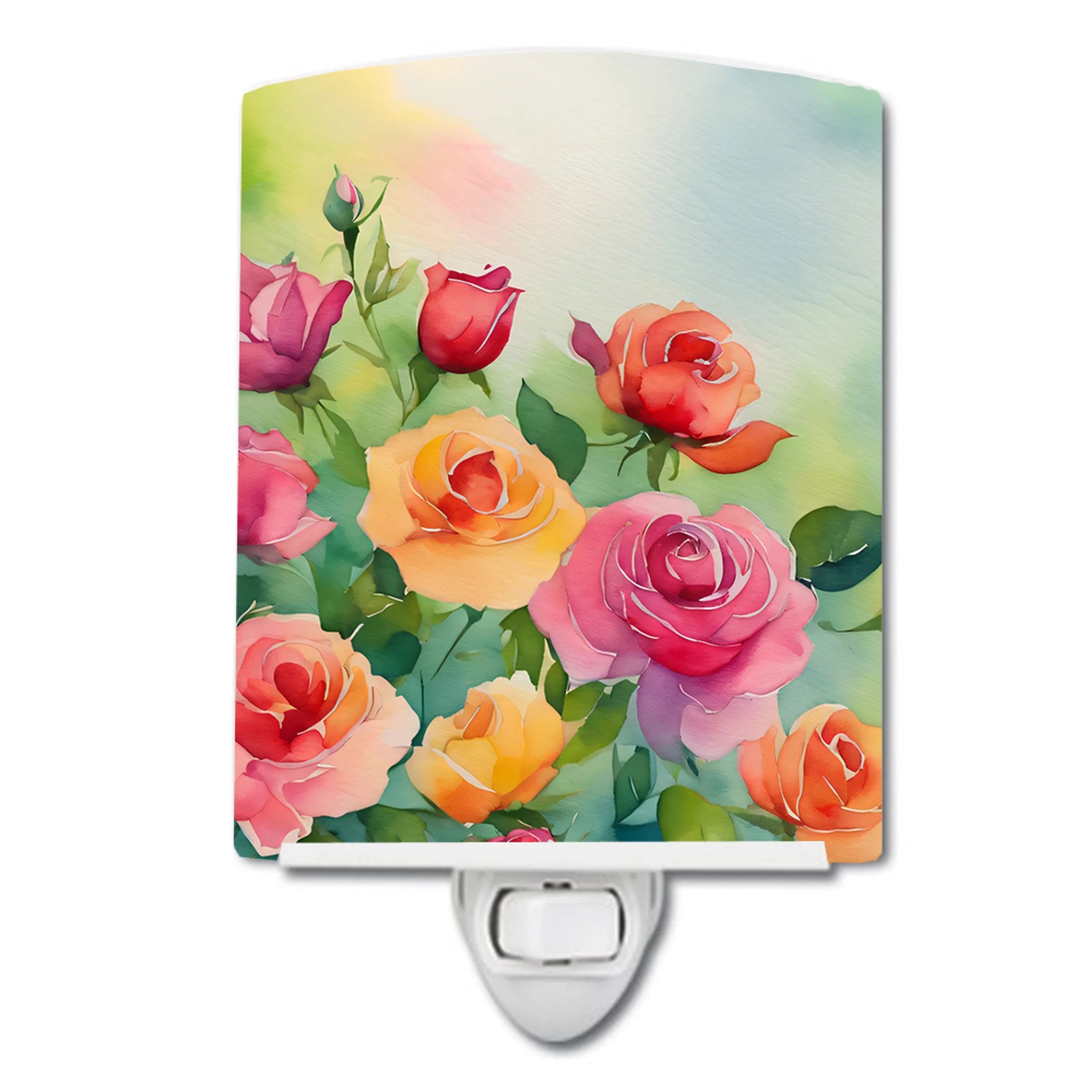 Flowers in Watercolor Ceramic Night Light - Pack Of: 1 | Collection name: Flowers in watercolor