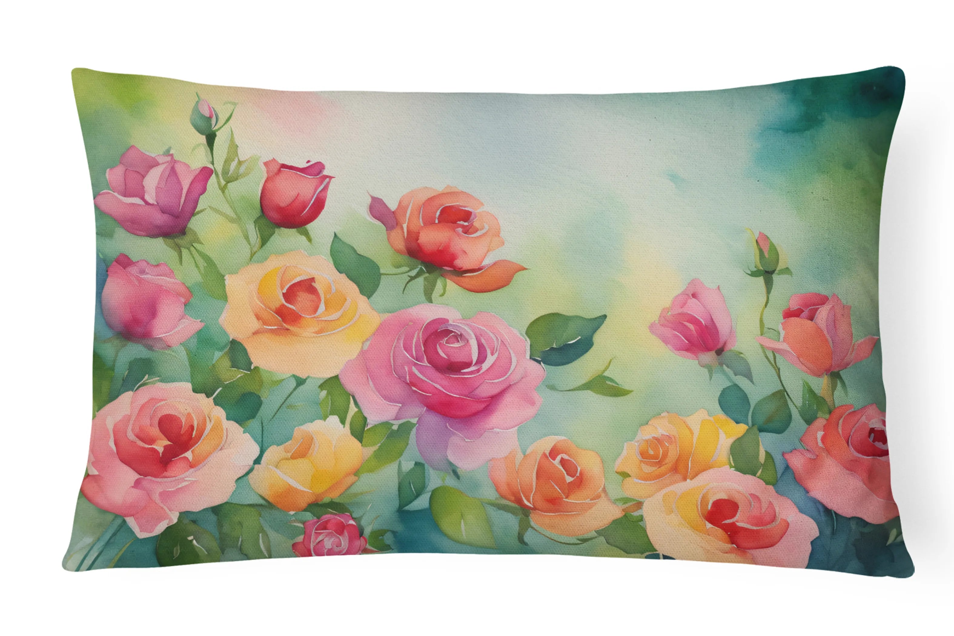 Flowers in Watercolor Throw Pillow - Pack Of: 1 | Collection name: Flowers in watercolor