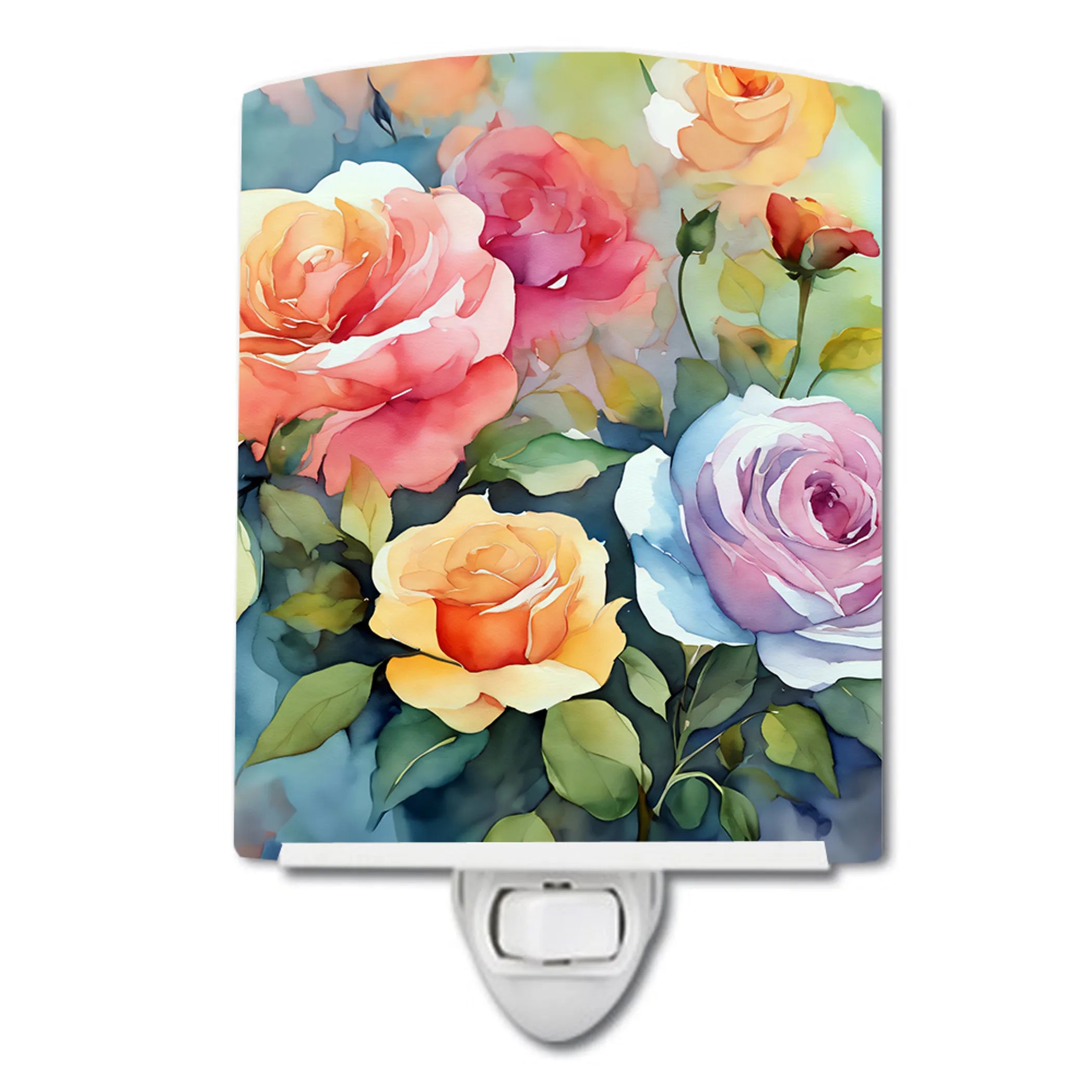 Flowers in Watercolor Ceramic Night Light - Pack Of: 1 | Collection name: Flowers in watercolor
