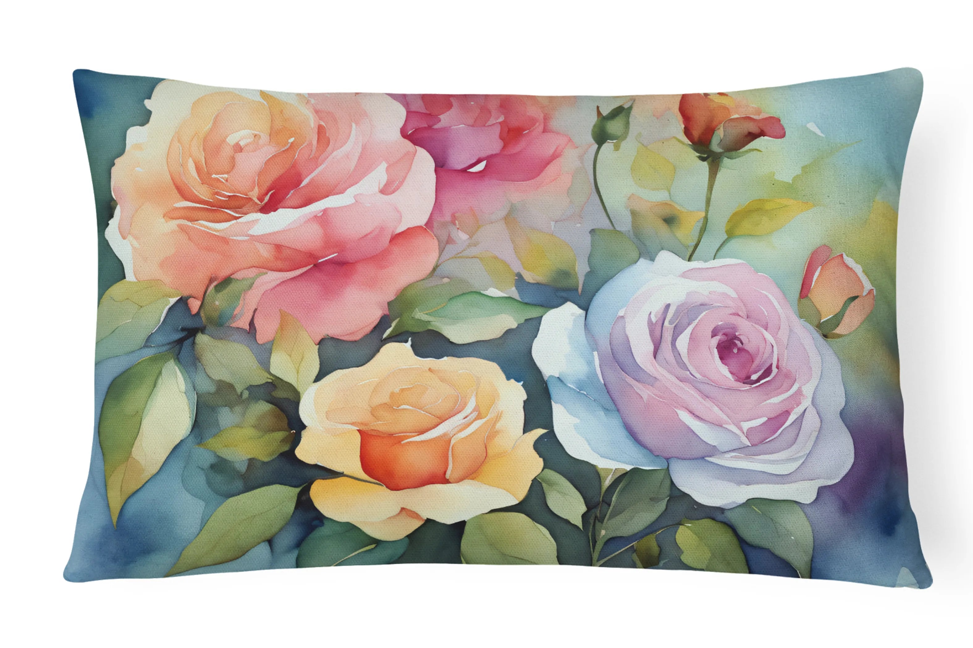 Flowers in Watercolor Throw Pillow - Pack Of: 1 | Collection name: Flowers in watercolor