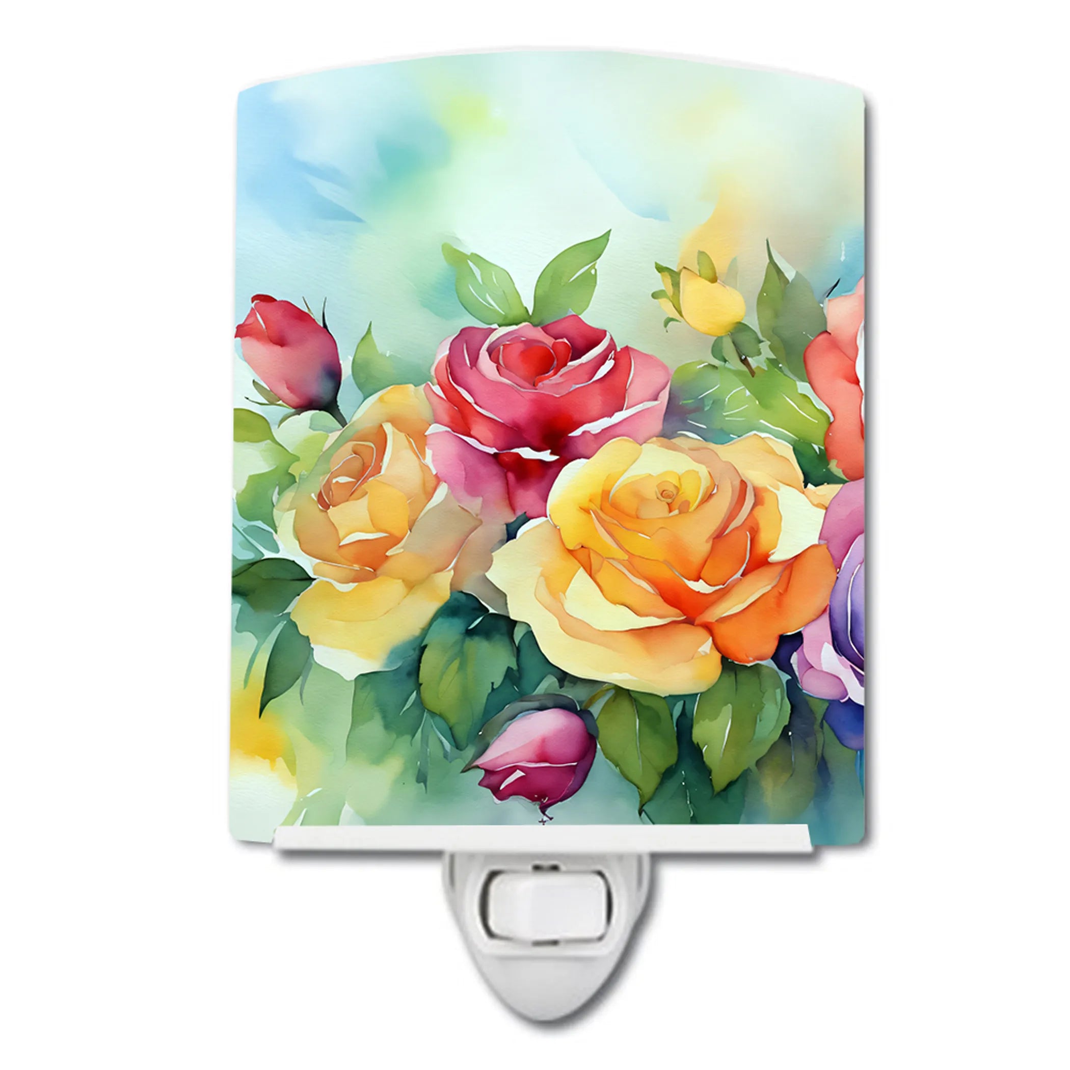 Flowers in Watercolor Ceramic Night Light - Pack Of: 1 | Collection name: Flowers in watercolor