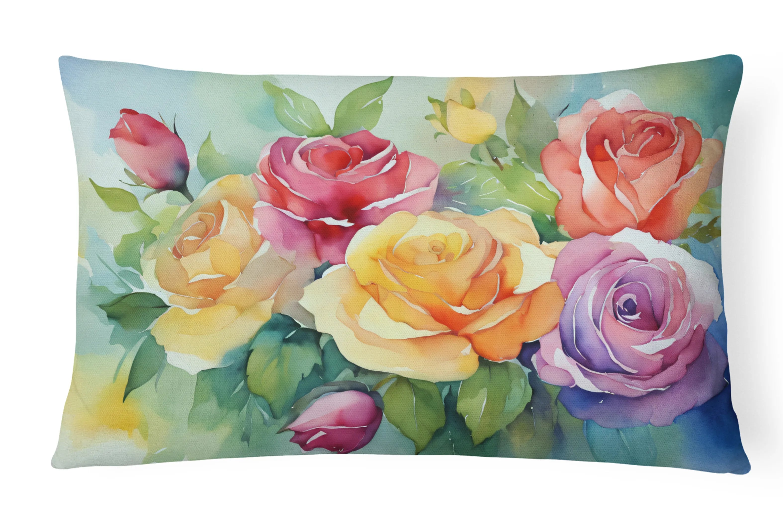 Flowers in Watercolor Throw Pillow - Pack Of: 1 | Collection name: Flowers in watercolor