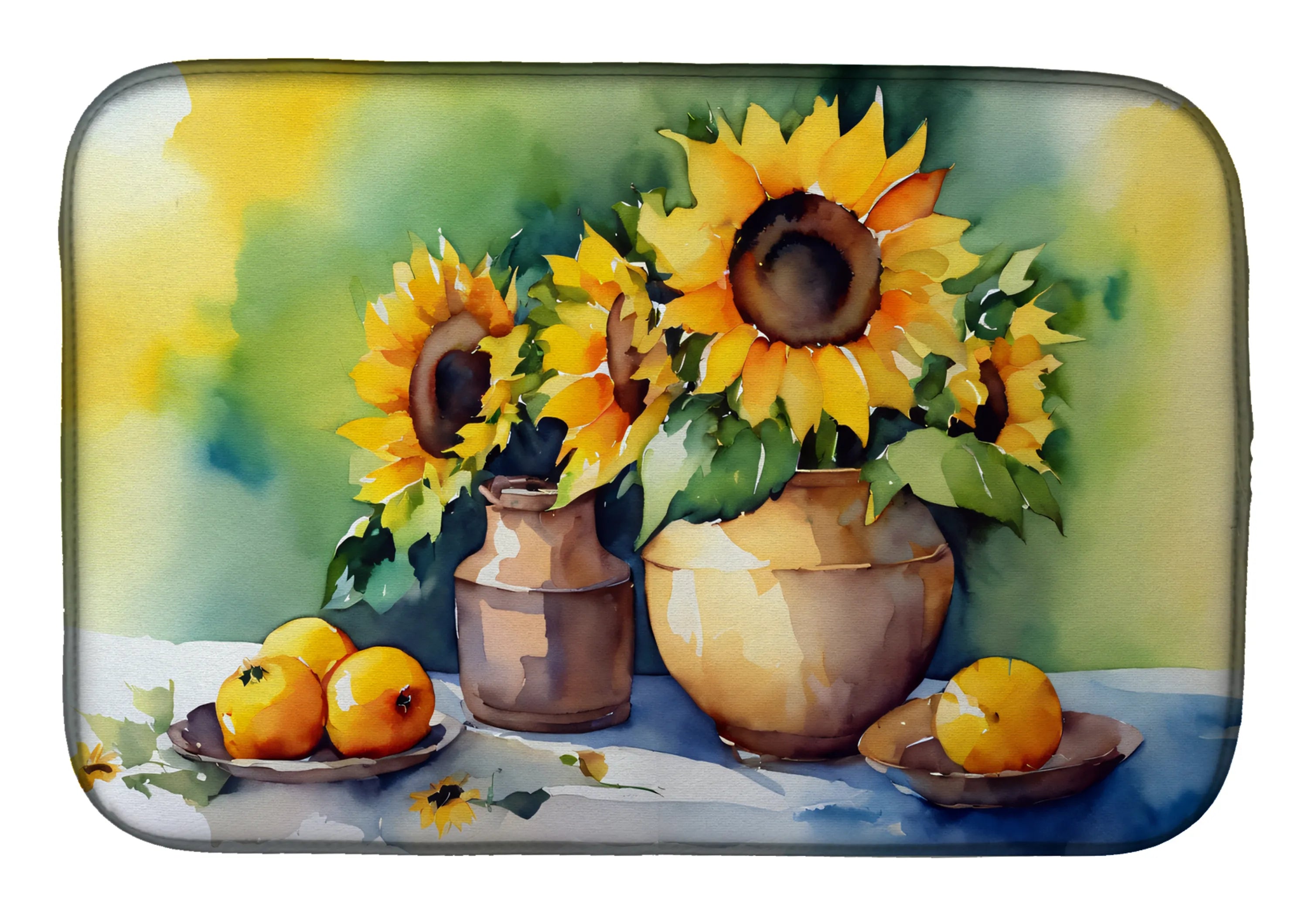 Flowers in Watercolor Dish Drying Mat - Size: 14  X 21" | Pack Of: 1 | Collection name: Flowers in watercolor