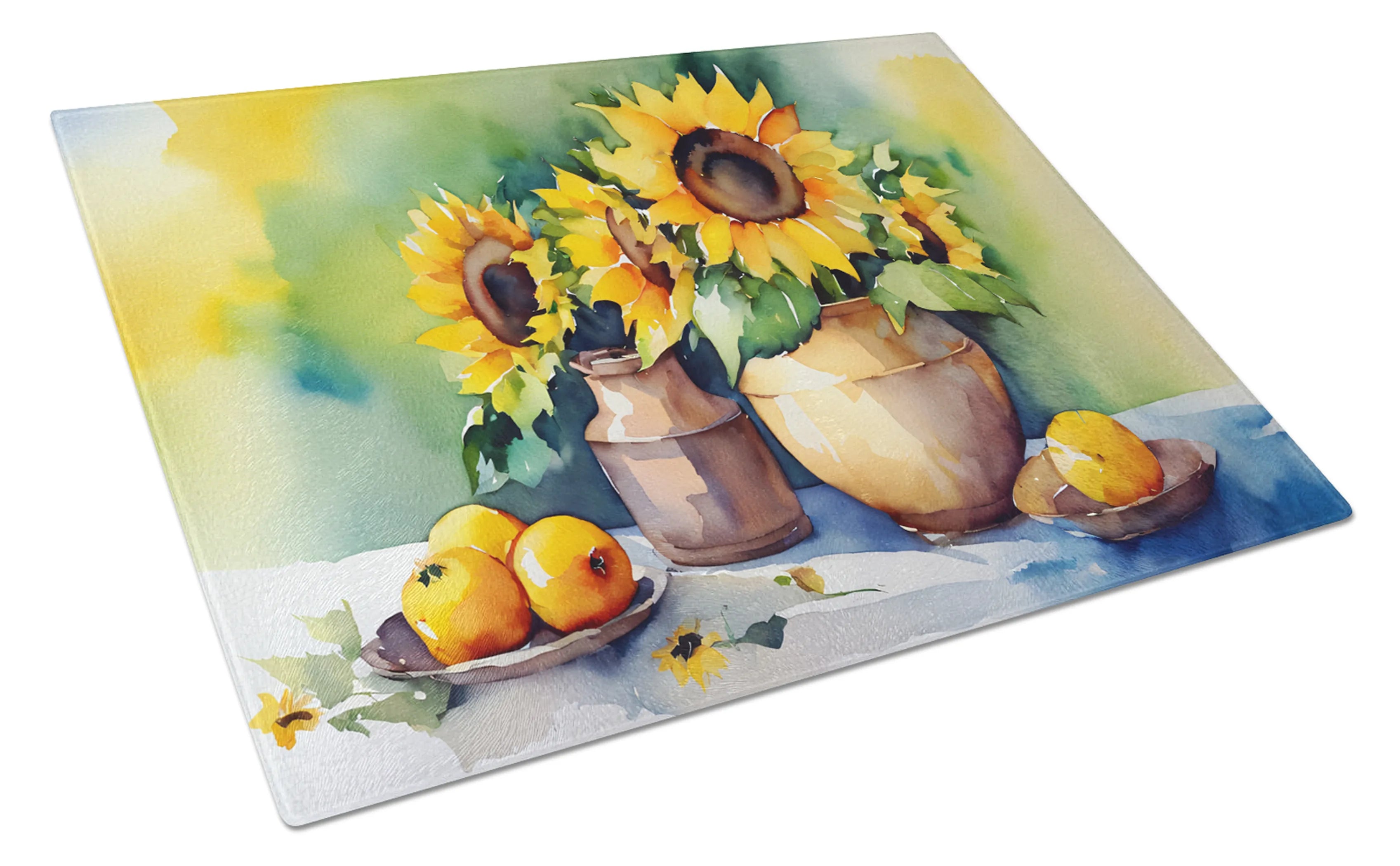 Flowers in Watercolor Glass Cutting Board - Size: LARGE | Pack Of: 1 | Collection name: Flowers in watercolor