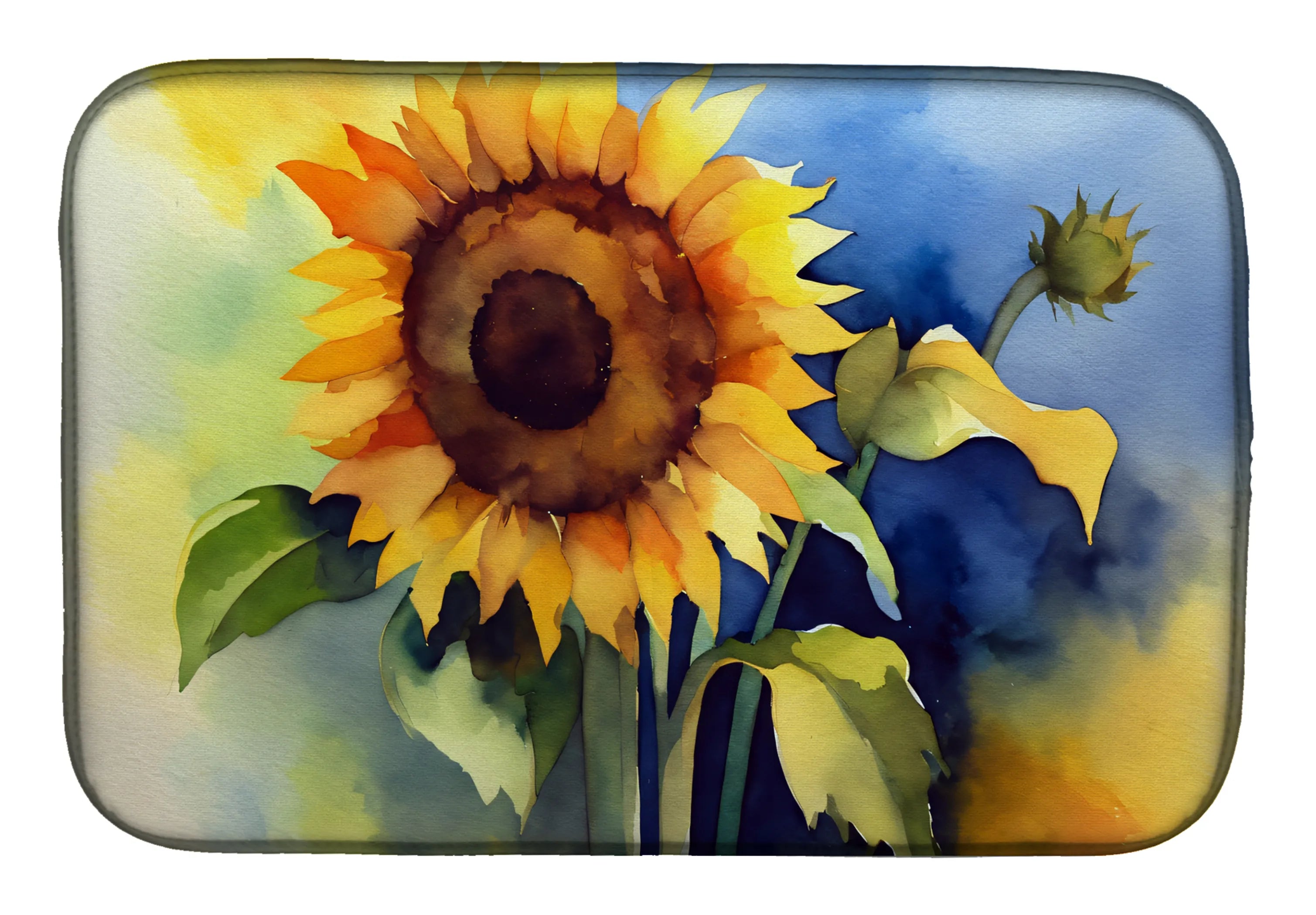 Flowers in Watercolor Dish Drying Mat - Size: 14  X 21" | Pack Of: 1 | Collection name: Flowers in watercolor