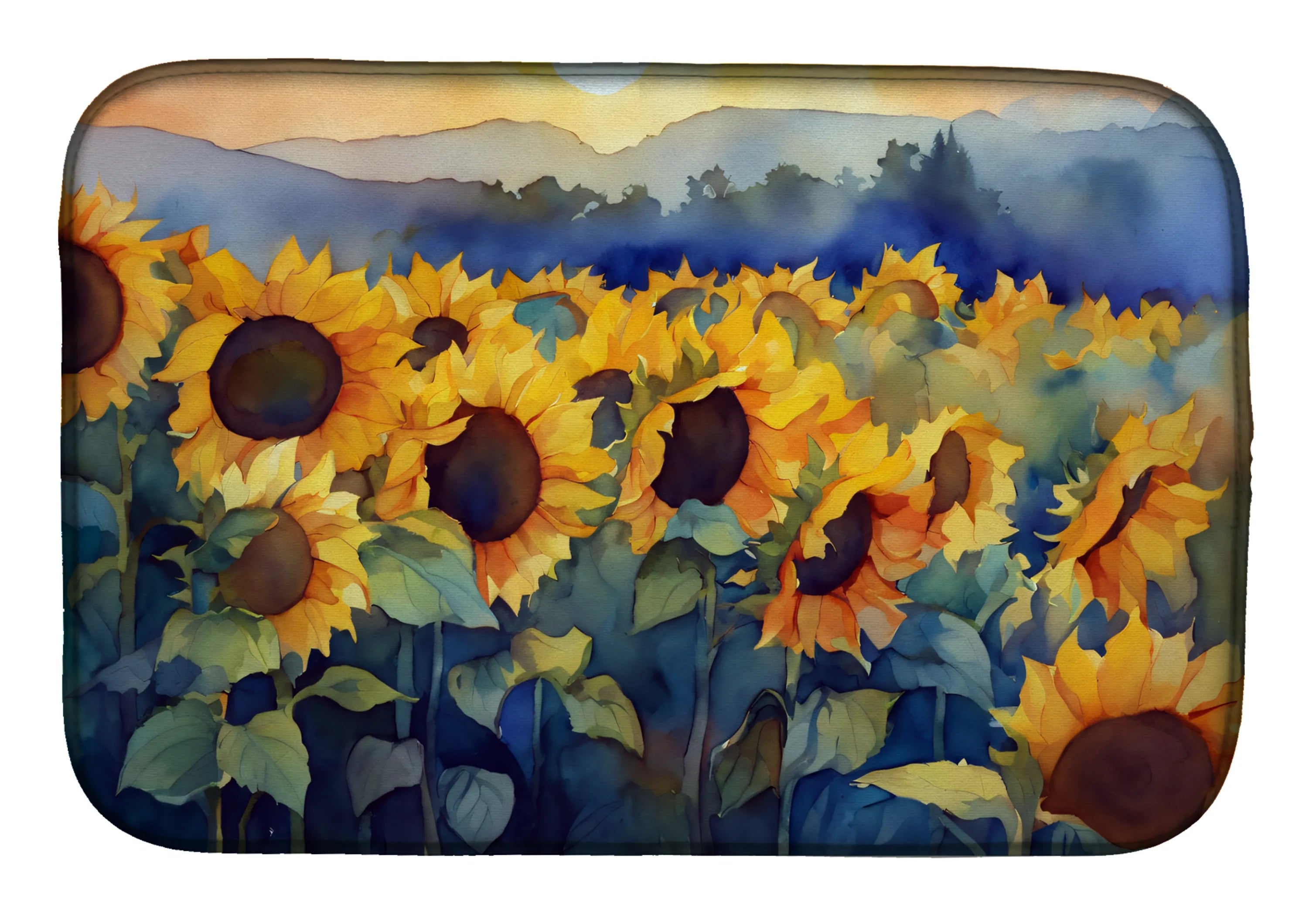 Flowers in Watercolor Dish Drying Mat - Size: 14  X 21" | Pack Of: 1 | Collection name: Flowers in watercolor