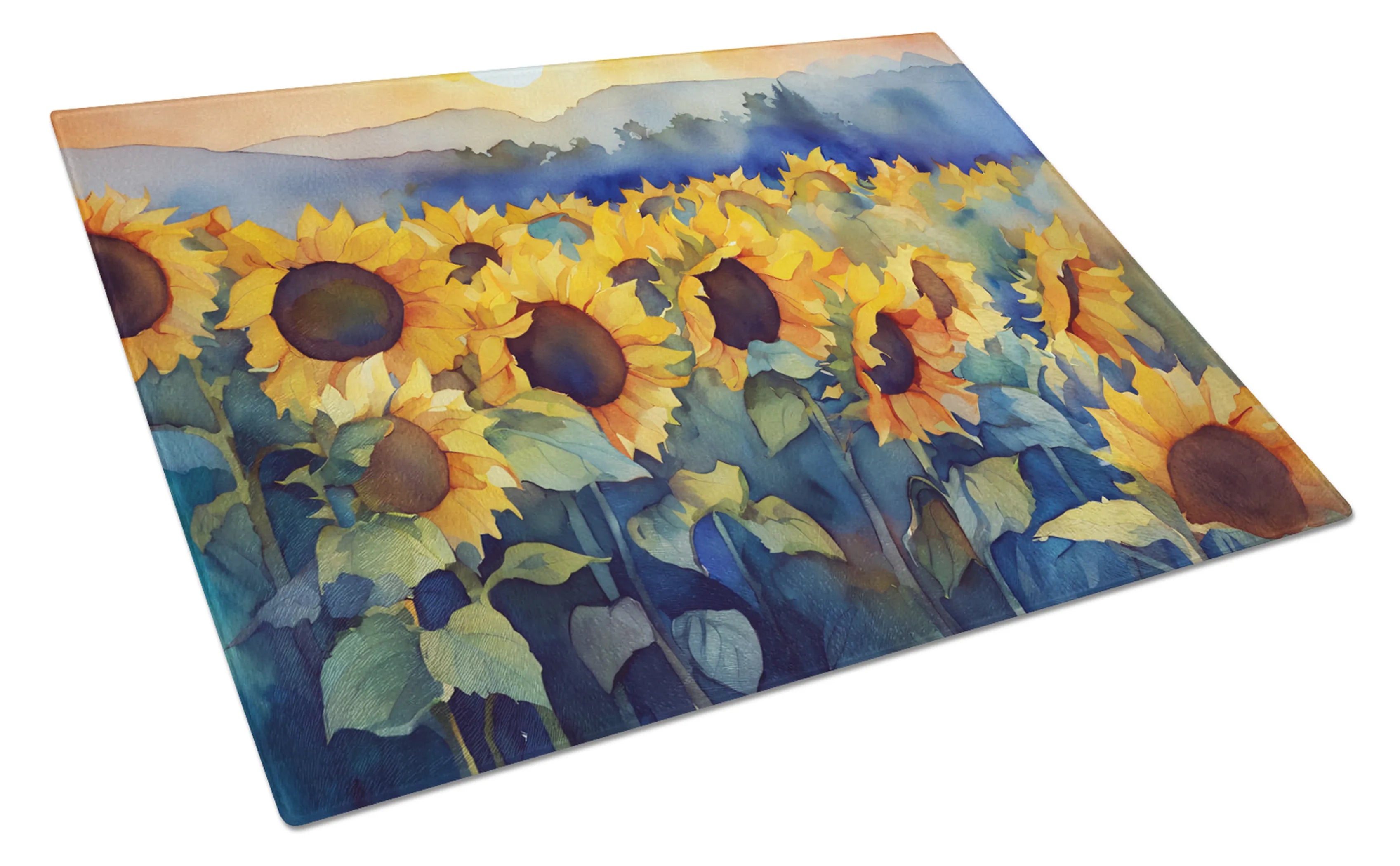 Flowers in Watercolor Glass Cutting Board - Size: LARGE | Pack Of: 1 | Collection name: Flowers in watercolor