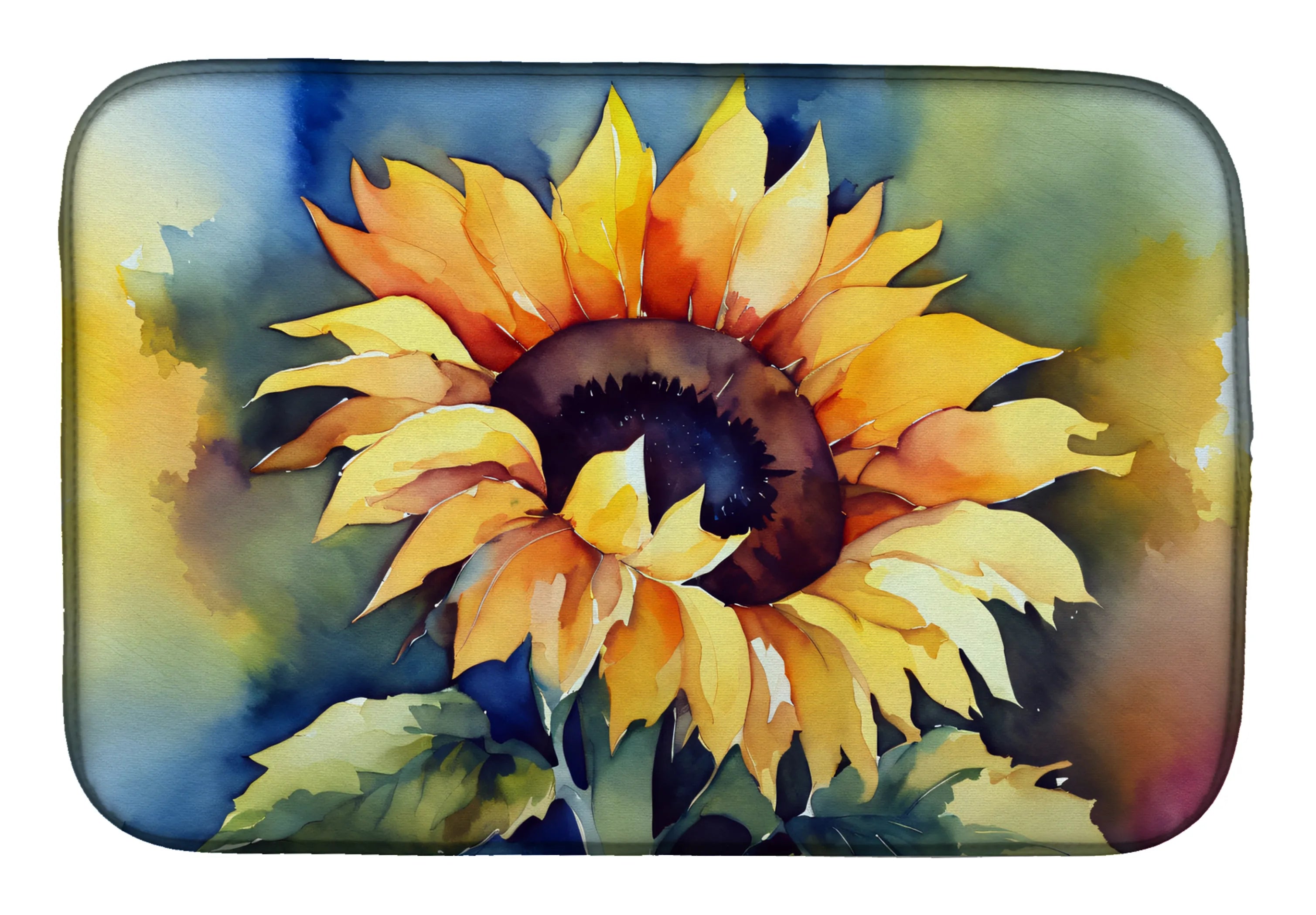 Flowers in Watercolor Dish Drying Mat - Size: 14  X 21" | Pack Of: 1 | Collection name: Flowers in watercolor
