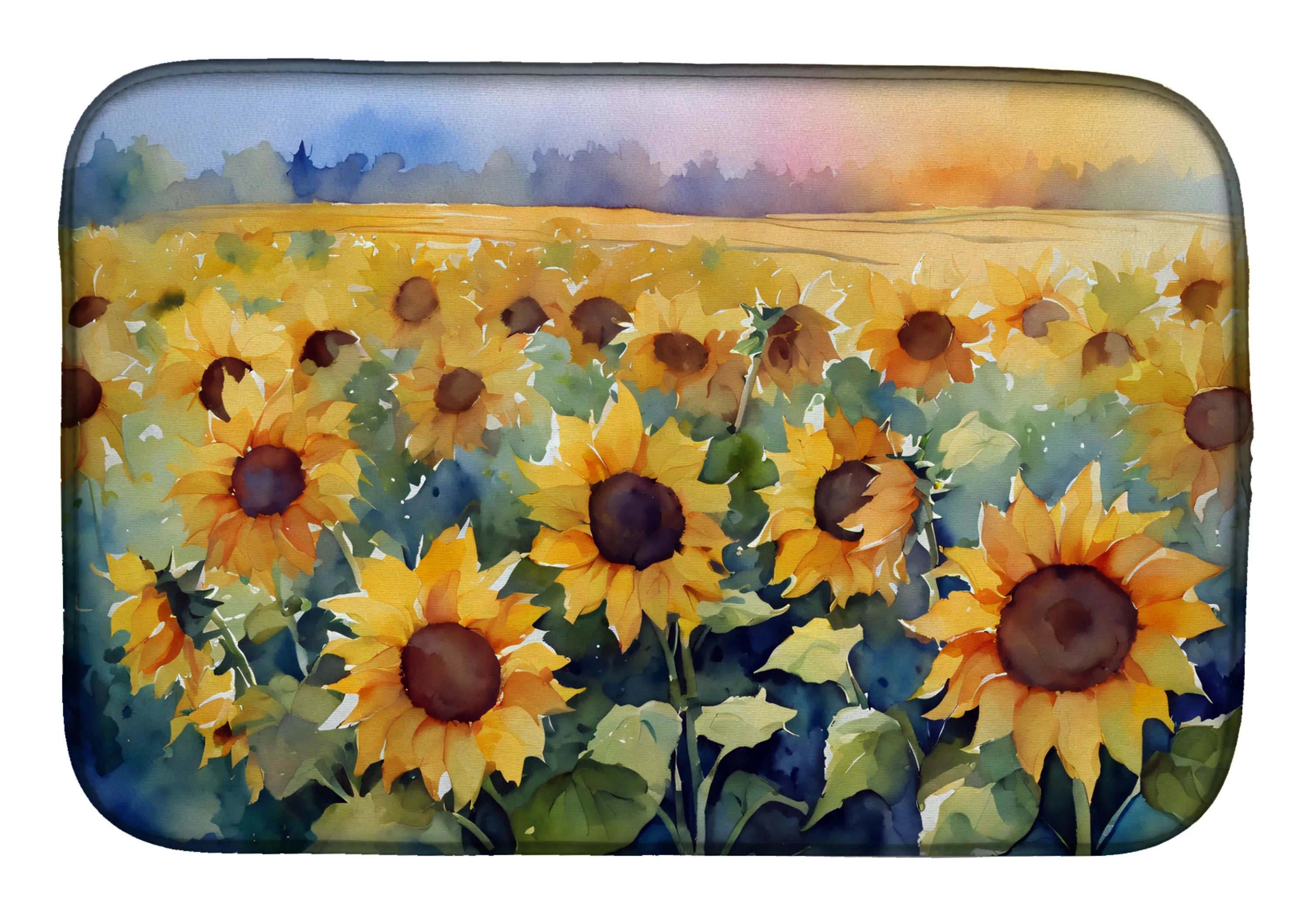 Flowers in Watercolor Dish Drying Mat - Size: 14  X 21" | Pack Of: 1 | Collection name: Flowers in watercolor