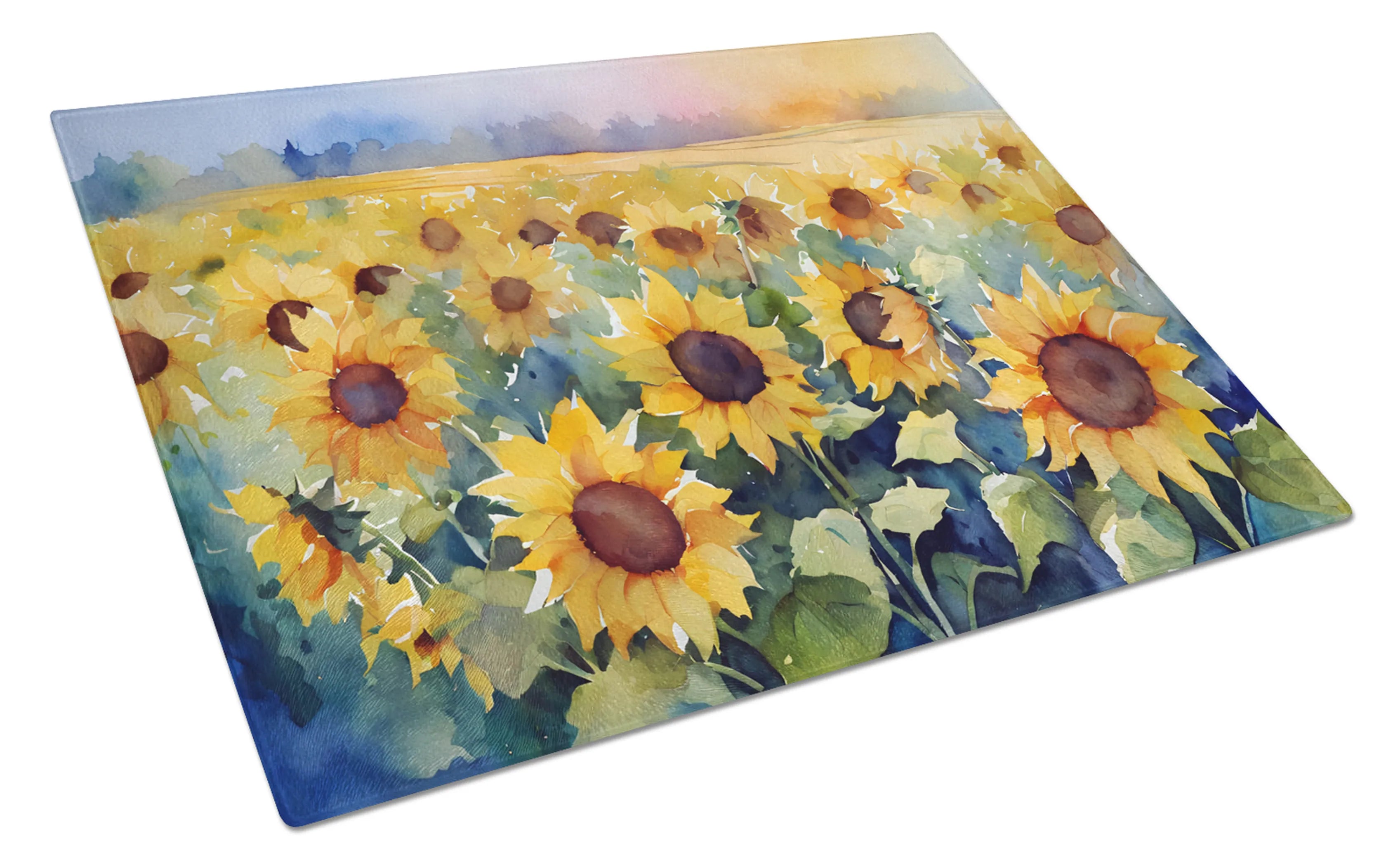 Flowers in Watercolor Glass Cutting Board - Size: LARGE | Pack Of: 1 | Collection name: Flowers in watercolor