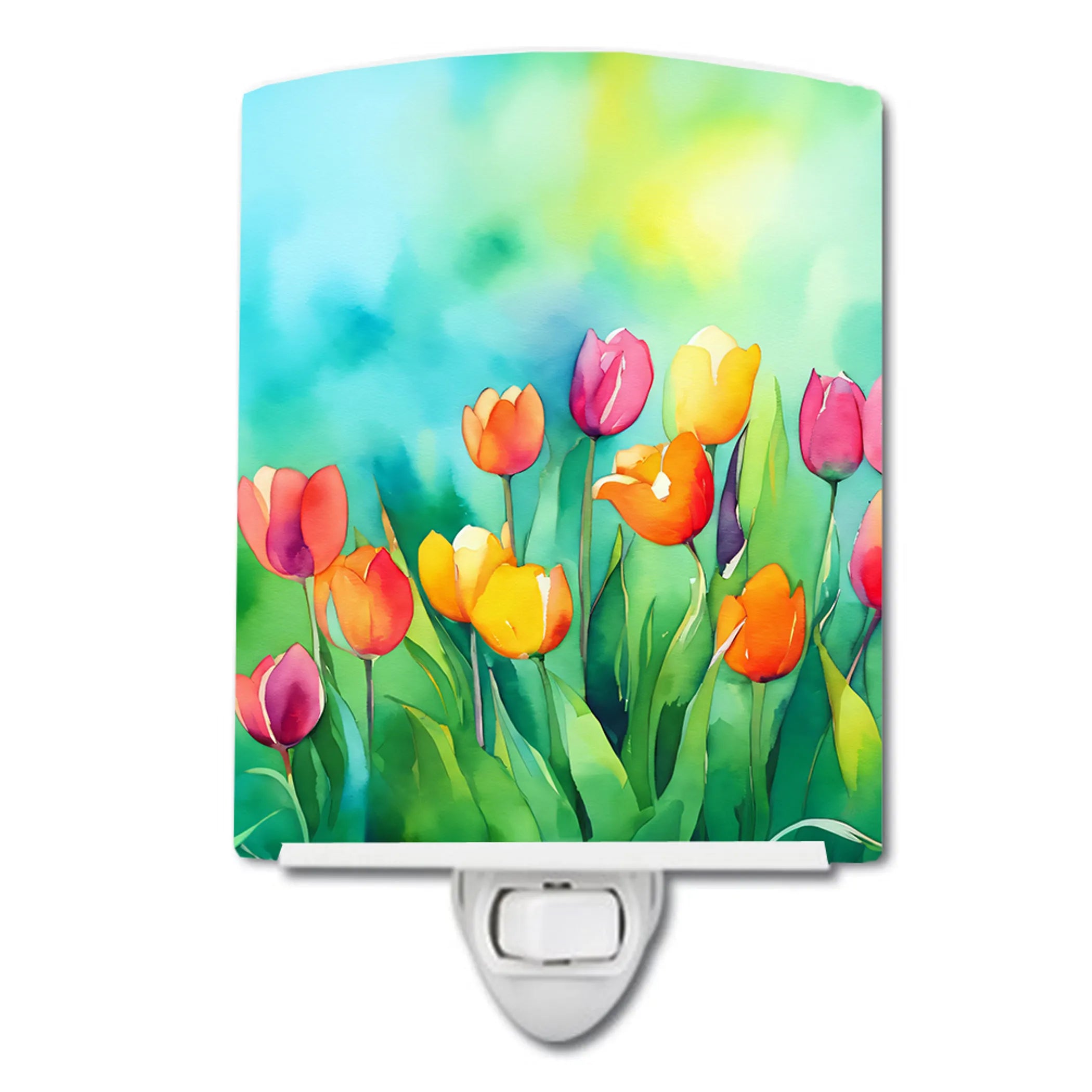 Flowers in Watercolor Ceramic Night Light - Pack Of: 1 | Collection name: Flowers in watercolor