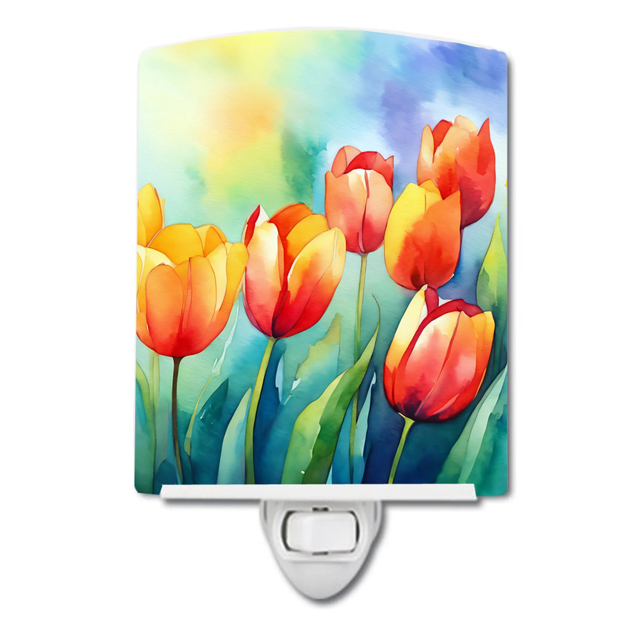 Flowers in Watercolor Ceramic Night Light - Pack Of: 1 | Collection name: Flowers in watercolor