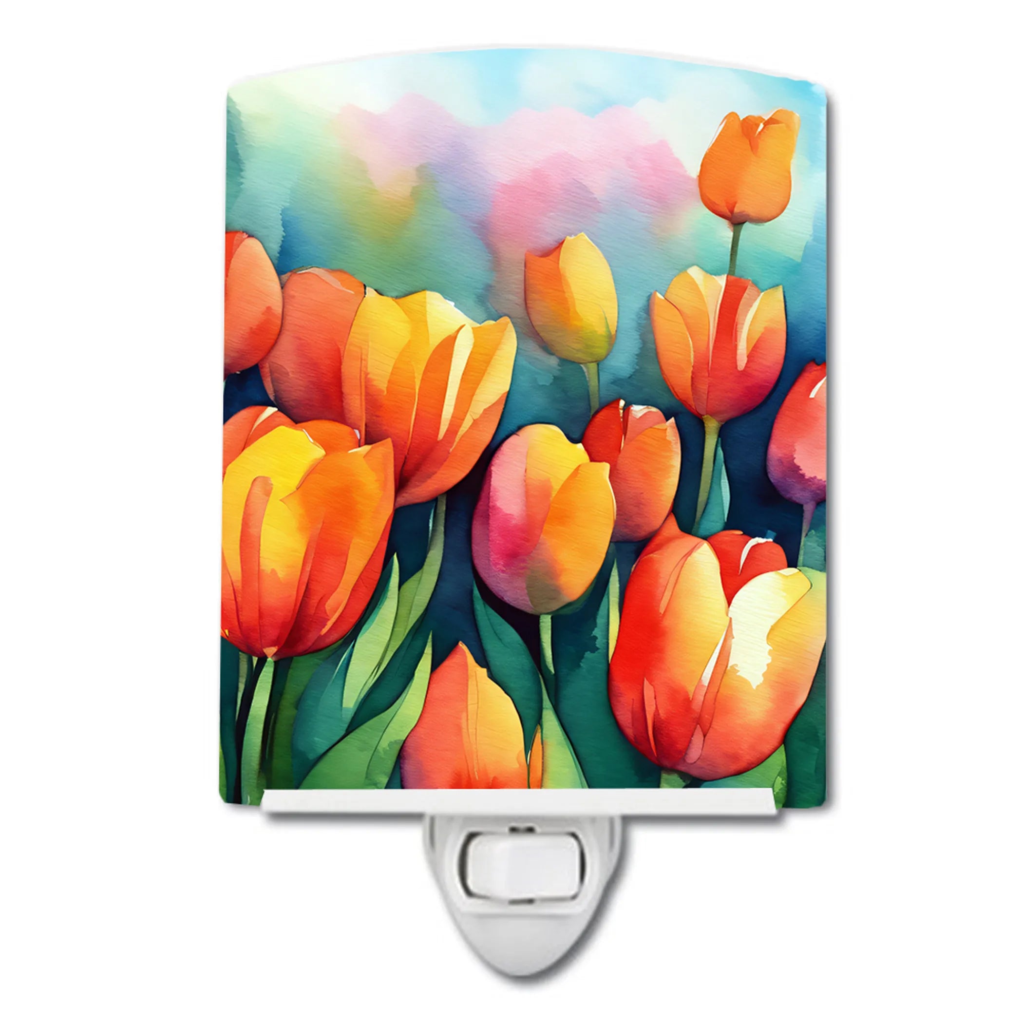 Flowers in Watercolor Ceramic Night Light - Pack Of: 1 | Collection name: Flowers in watercolor
