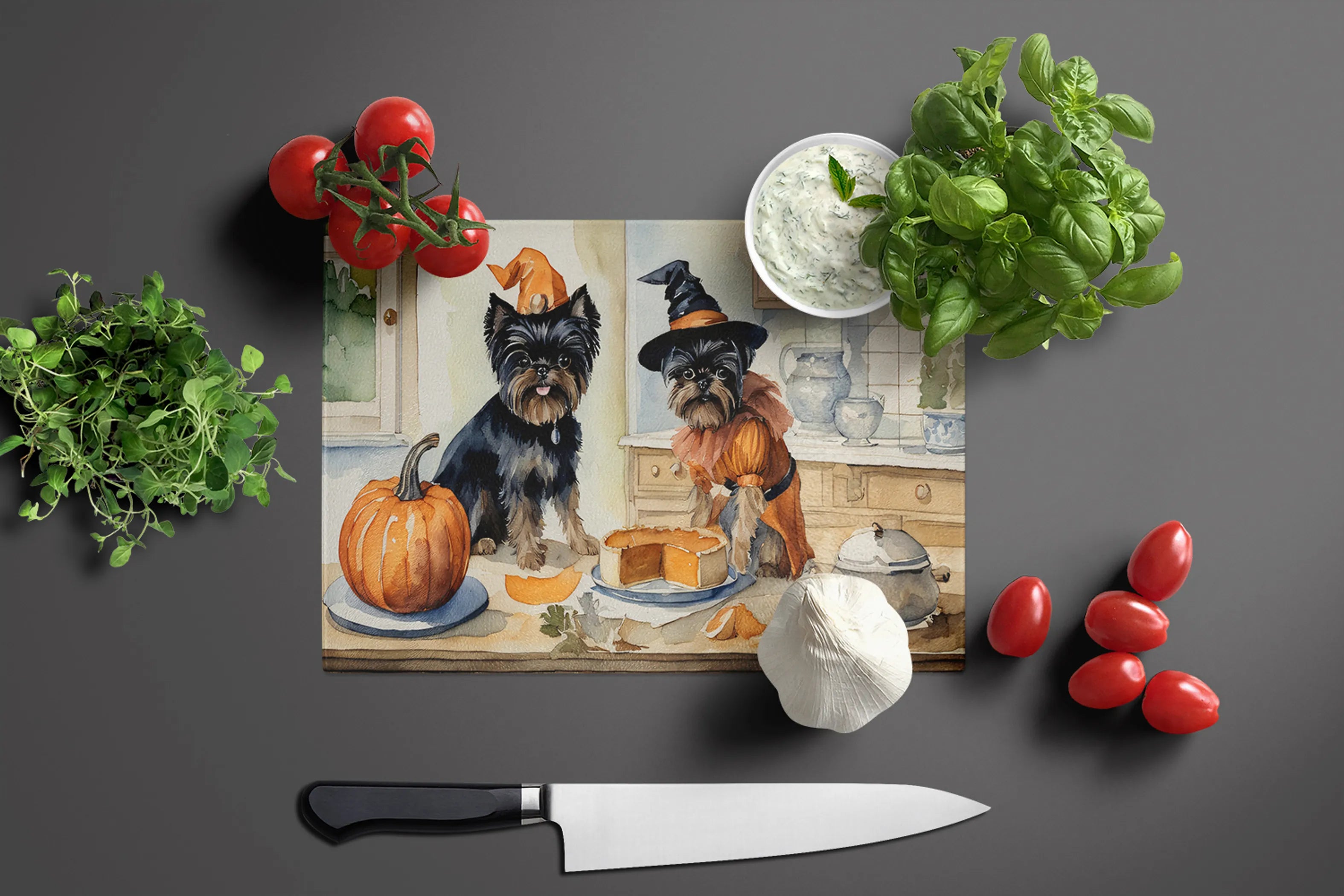 Fall Kitchen Pumpkin Pie Glass Cutting Board - Size: LARGE | Pack Of: 1 | Collection name: Fall kitchen pumpkin pie