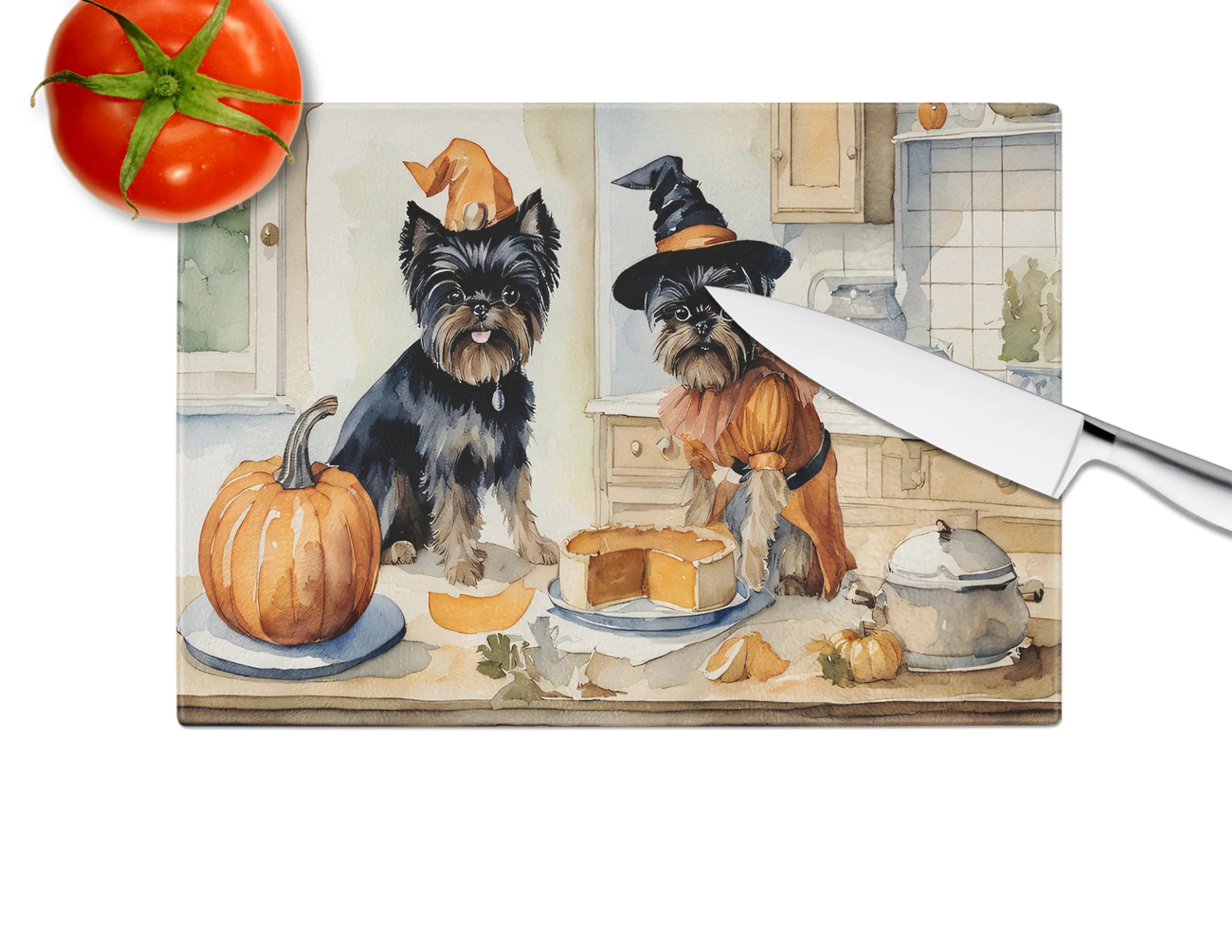 Fall Kitchen Pumpkin Pie Glass Cutting Board - Size: LARGE | Pack Of: 1 | Collection name: Fall kitchen pumpkin pie