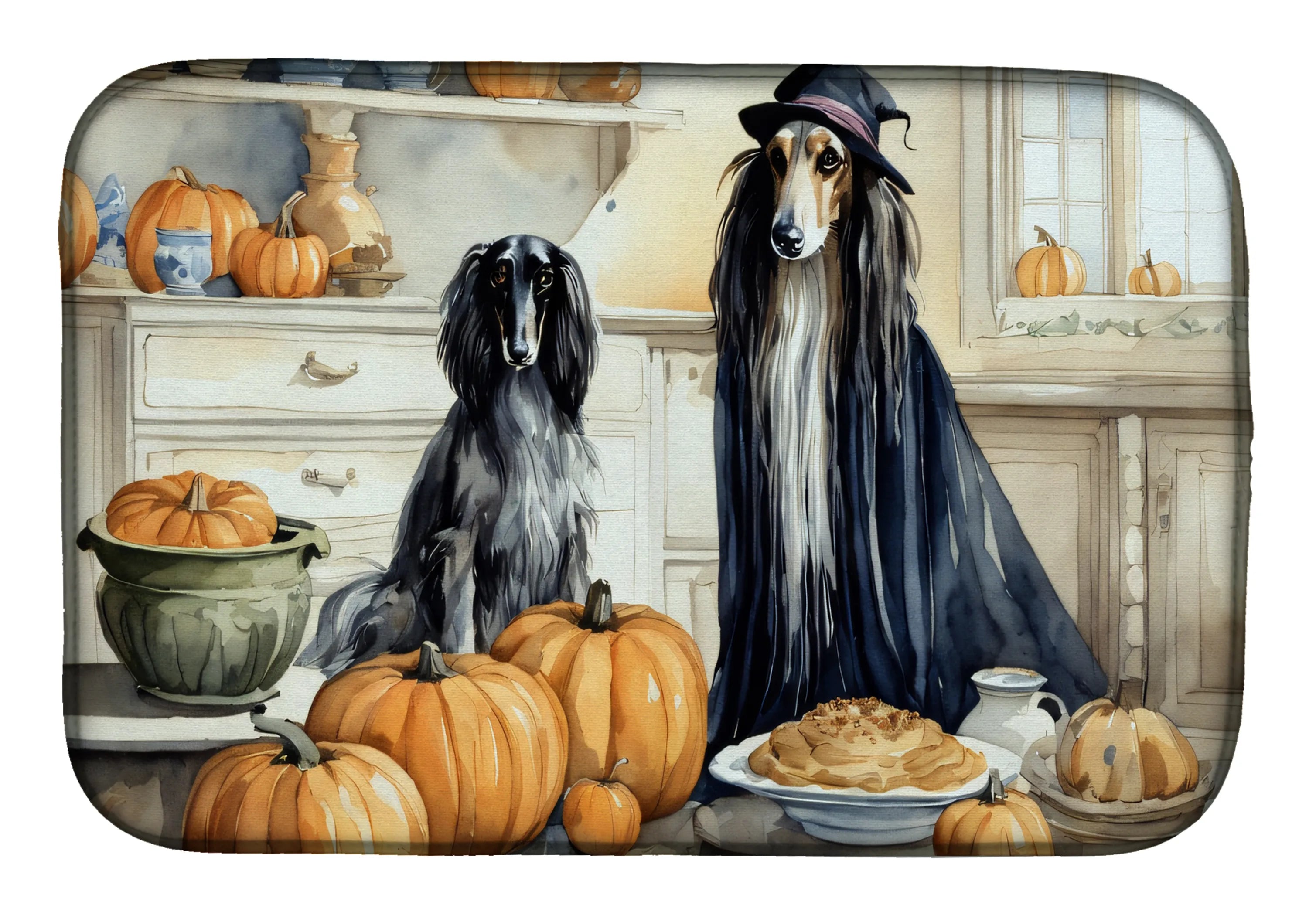 Fall Kitchen Pumpkin Pie Dish Drying Mat - Size: 14  X 21" | Pack Of: 1 | Collection name: Fall kitchen pumpkin pie