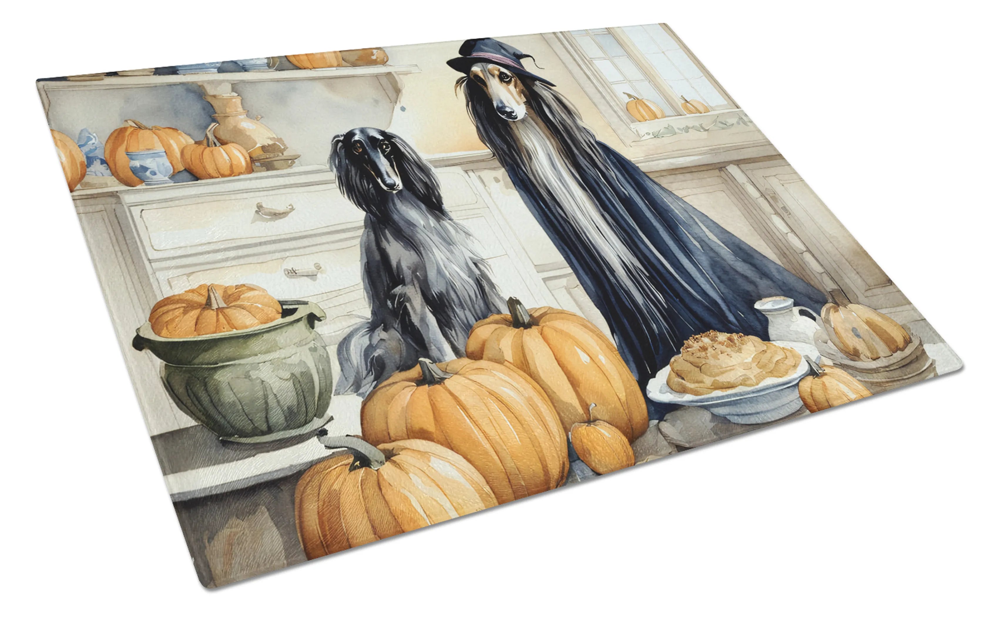 Fall Kitchen Pumpkin Pie Glass Cutting Board - Size: LARGE | Pack Of: 1 | Collection name: Fall kitchen pumpkin pie