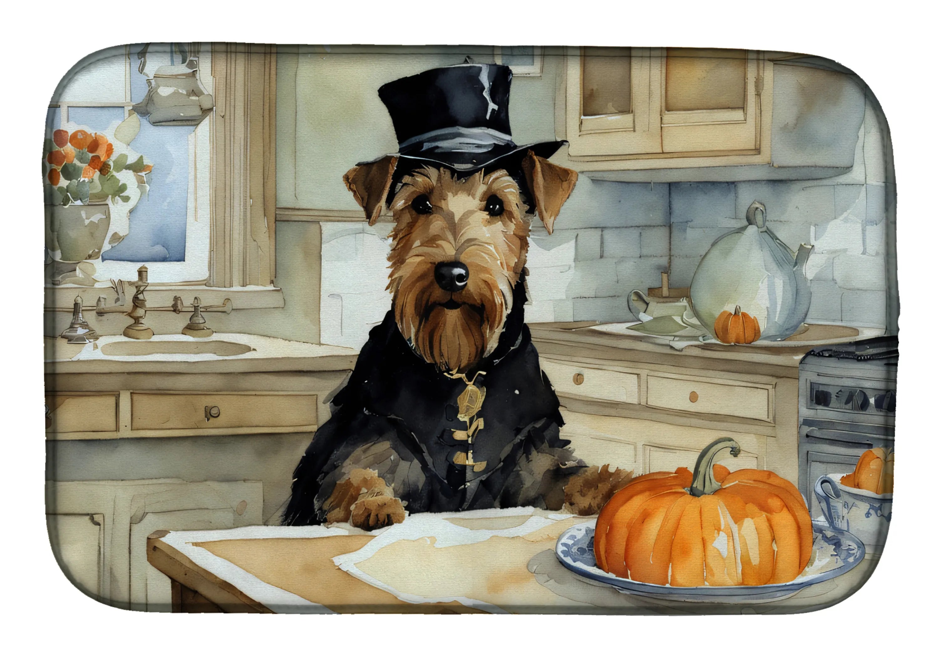 Fall Kitchen Pumpkin Pie Dish Drying Mat - Size: 14  X 21" | Pack Of: 1 | Collection name: Fall kitchen pumpkin pie