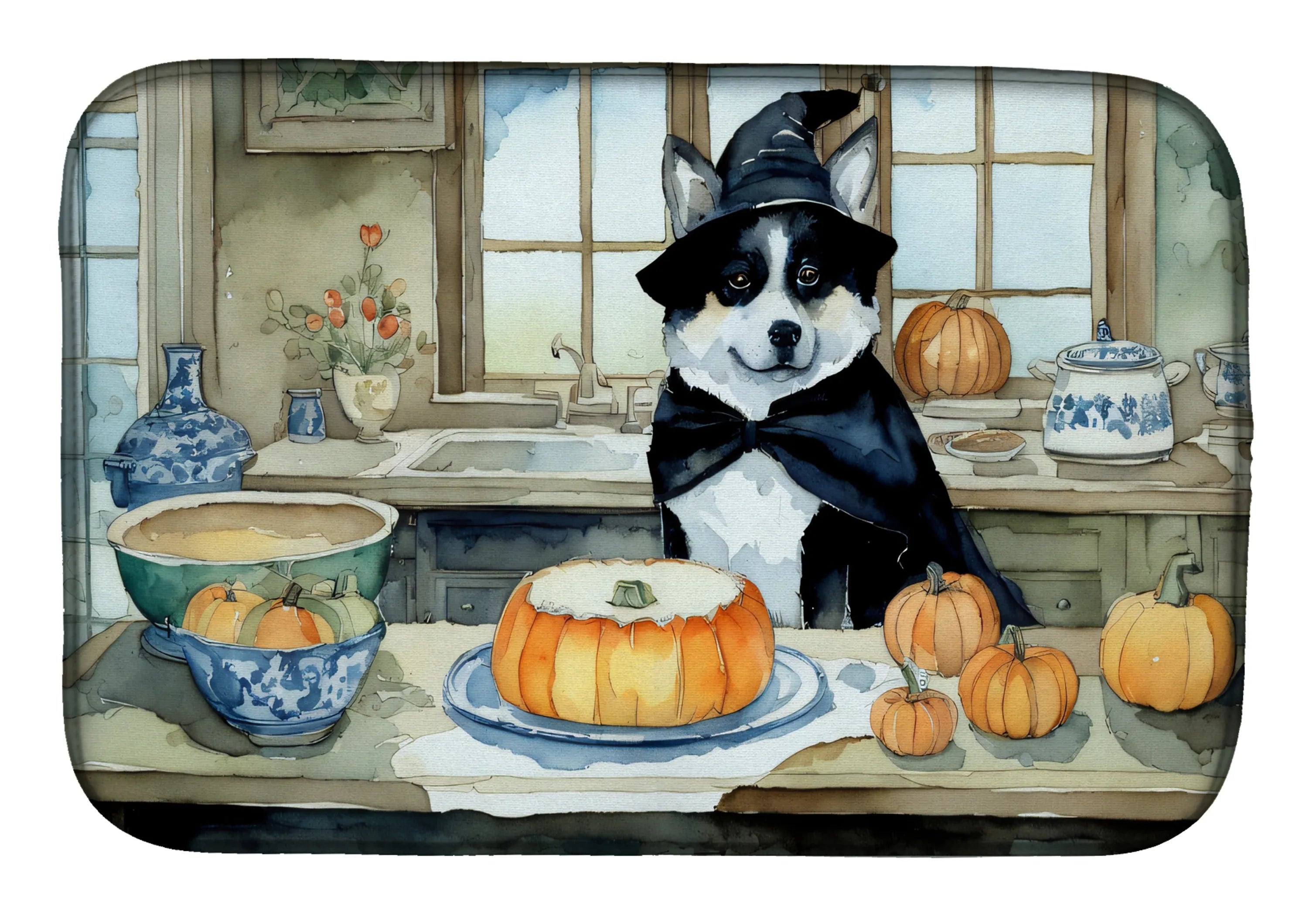 Fall Kitchen Pumpkin Pie Dish Drying Mat - Size: 14  X 21" | Pack Of: 1 | Collection name: Fall kitchen pumpkin pie