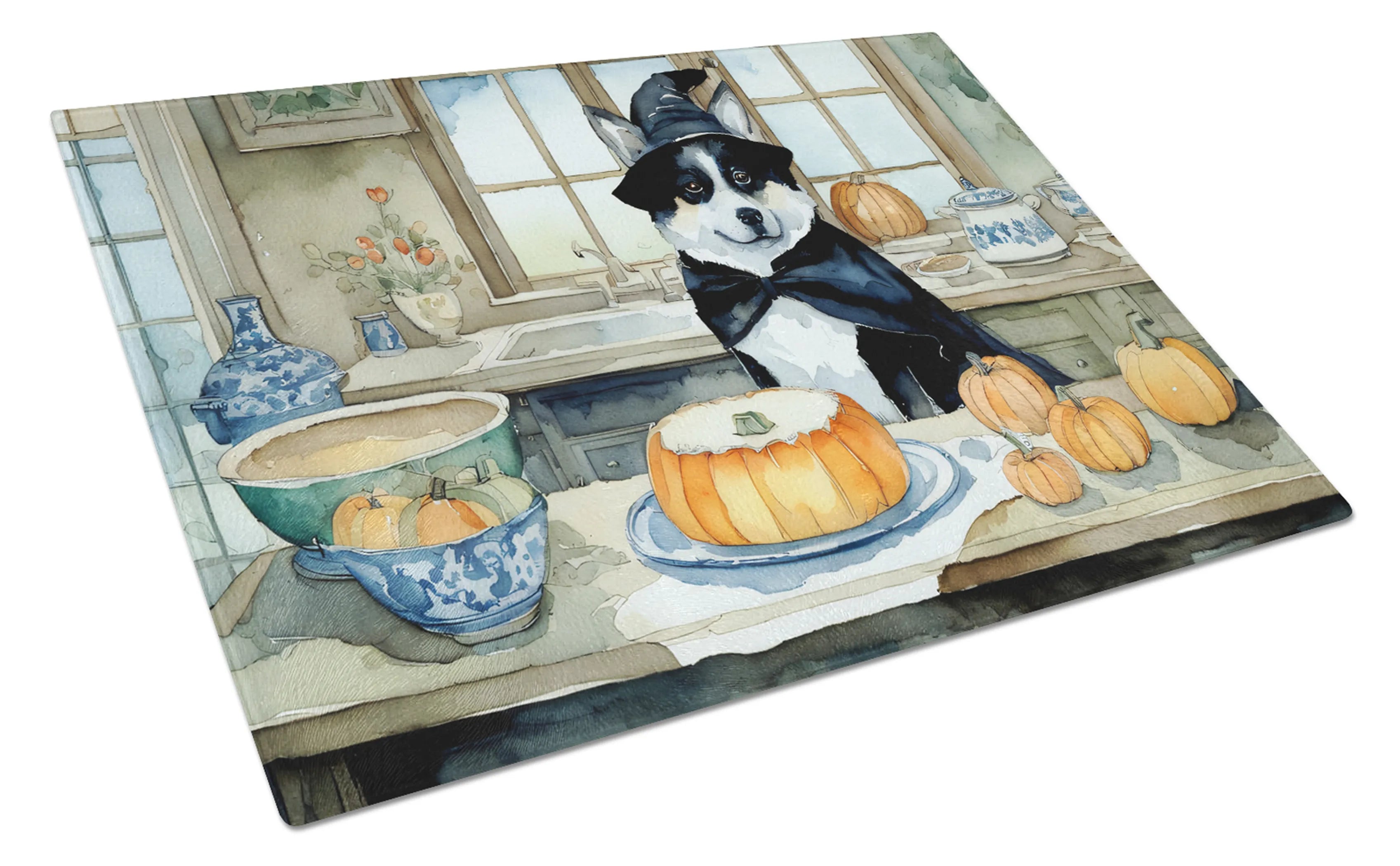 Fall Kitchen Pumpkin Pie Glass Cutting Board - Size: LARGE | Pack Of: 1 | Collection name: Fall kitchen pumpkin pie