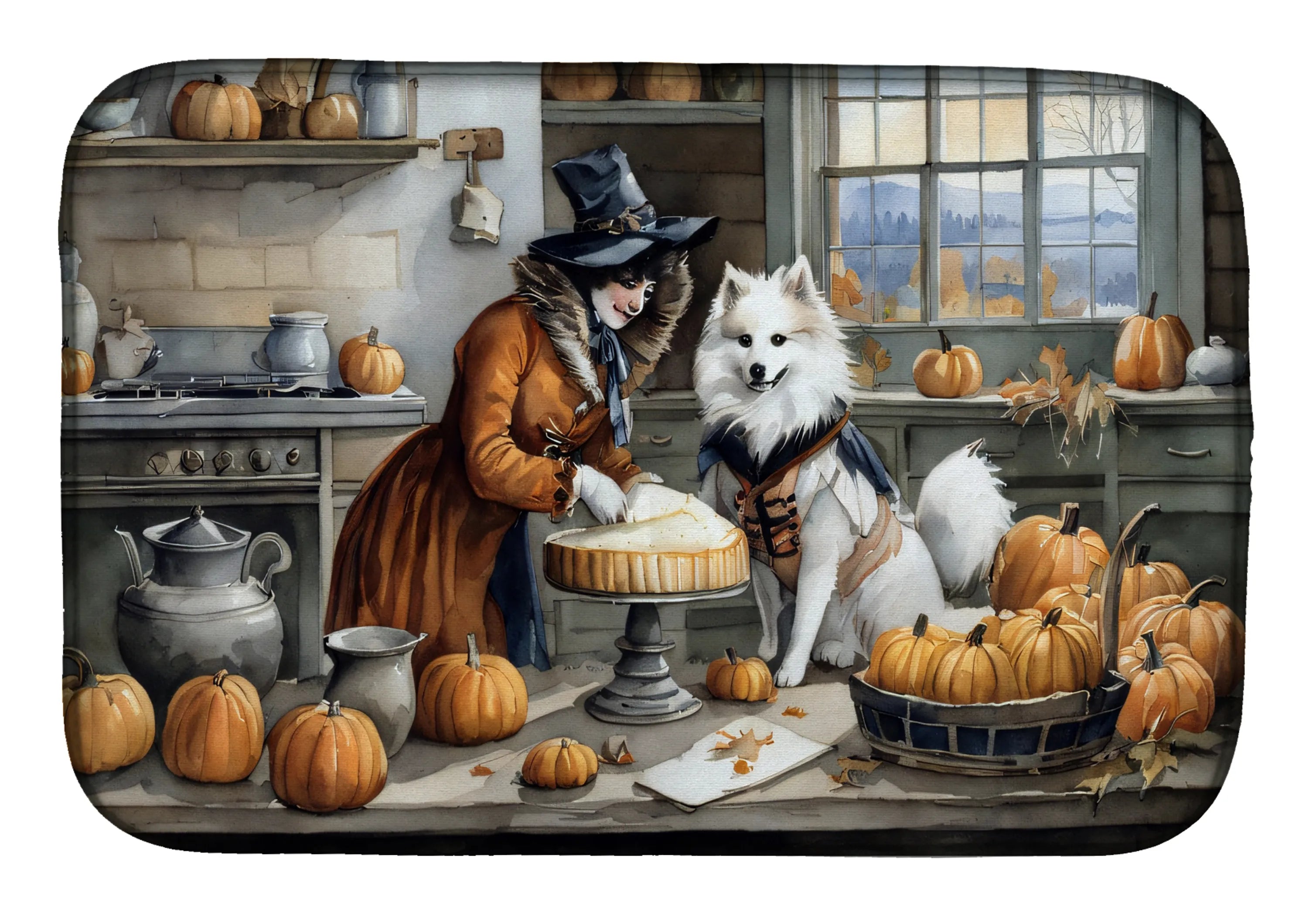 Fall Kitchen Pumpkin Pie Dish Drying Mat - Size: 14  X 21" | Pack Of: 1 | Collection name: Fall kitchen pumpkin pie