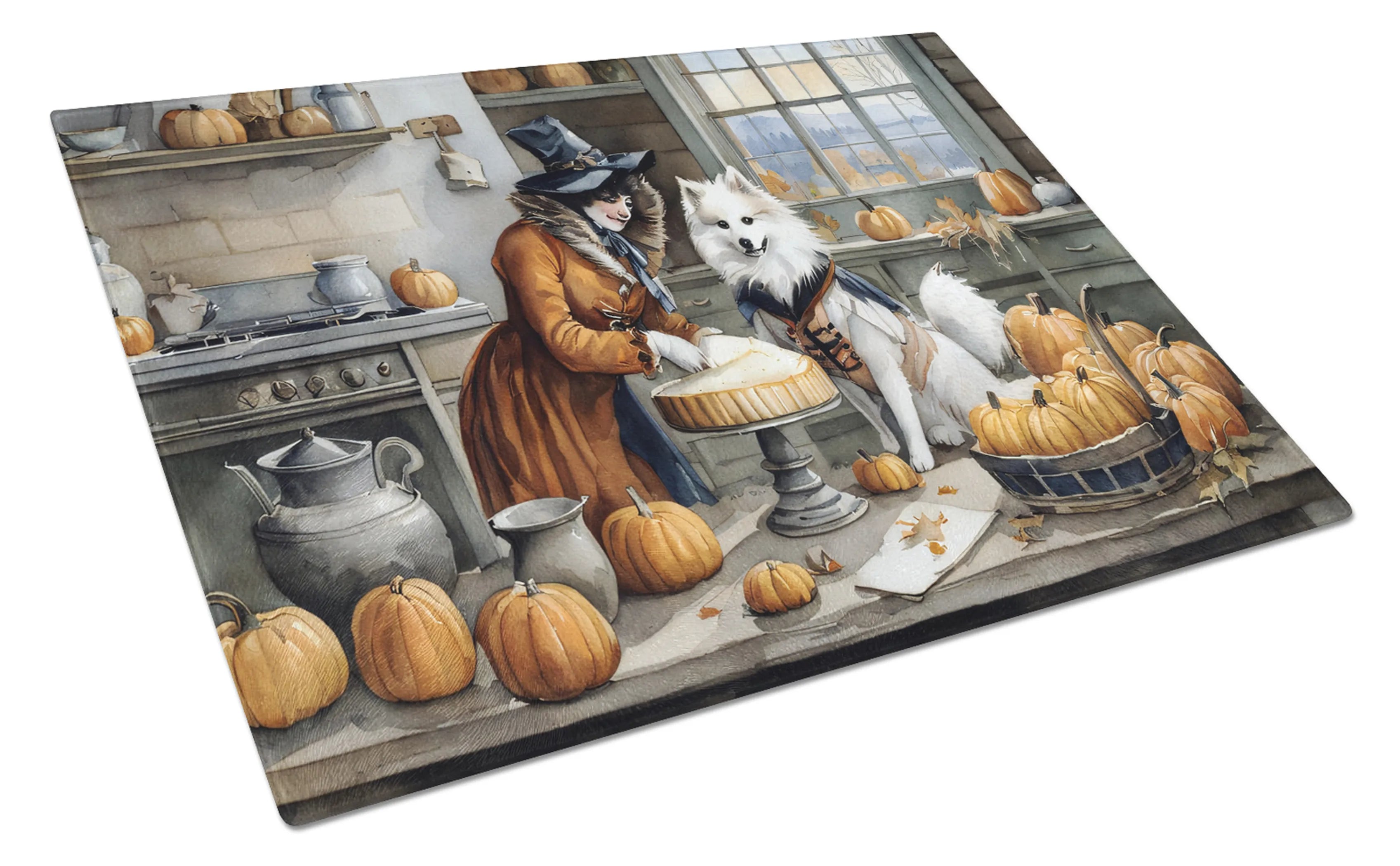 Fall Kitchen Pumpkin Pie Glass Cutting Board - Size: LARGE | Pack Of: 1 | Collection name: Fall kitchen pumpkin pie