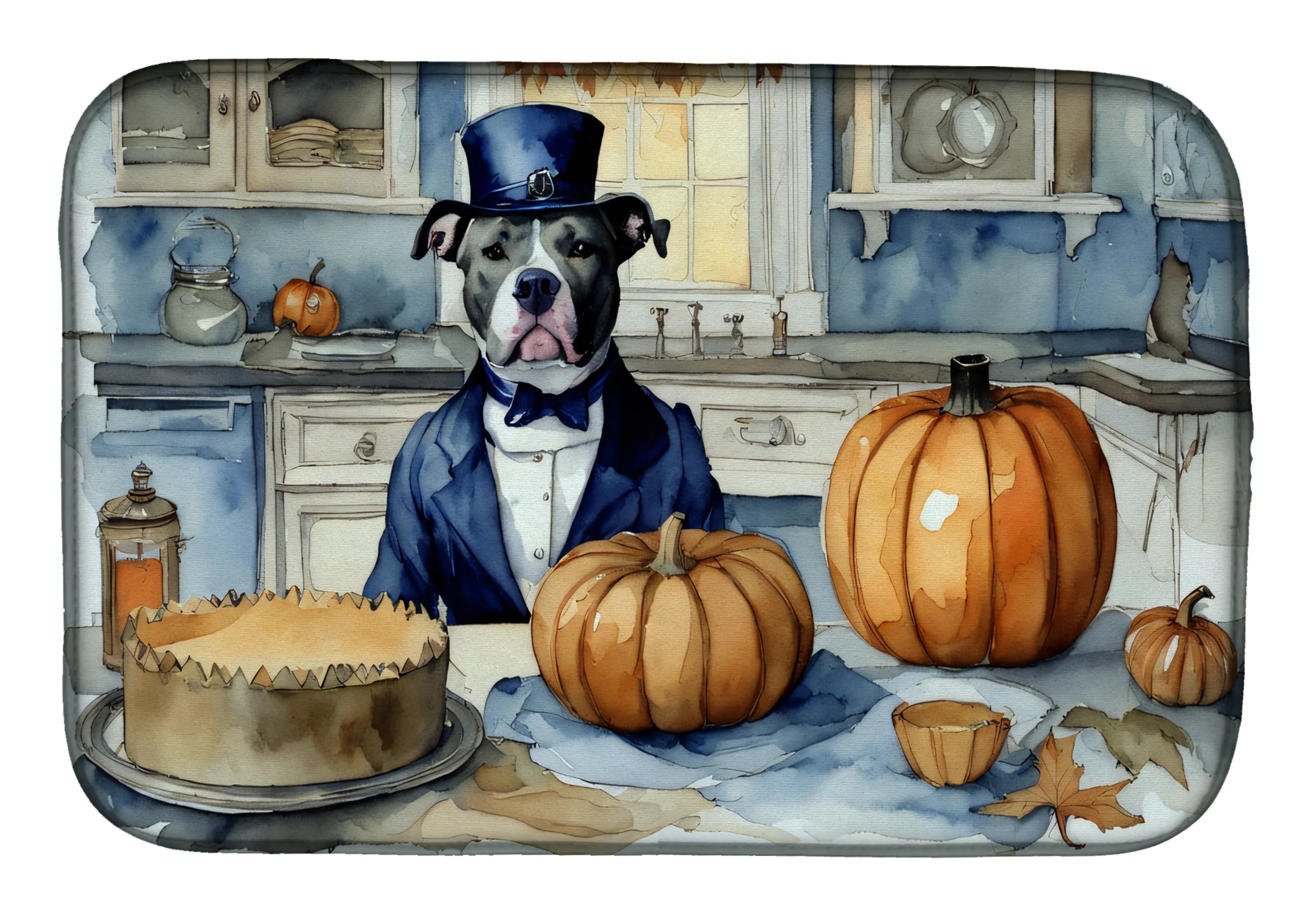 Fall Kitchen Pumpkin Pie Dish Drying Mat - Size: 14  X 21" | Pack Of: 1 | Collection name: Fall kitchen pumpkin pie
