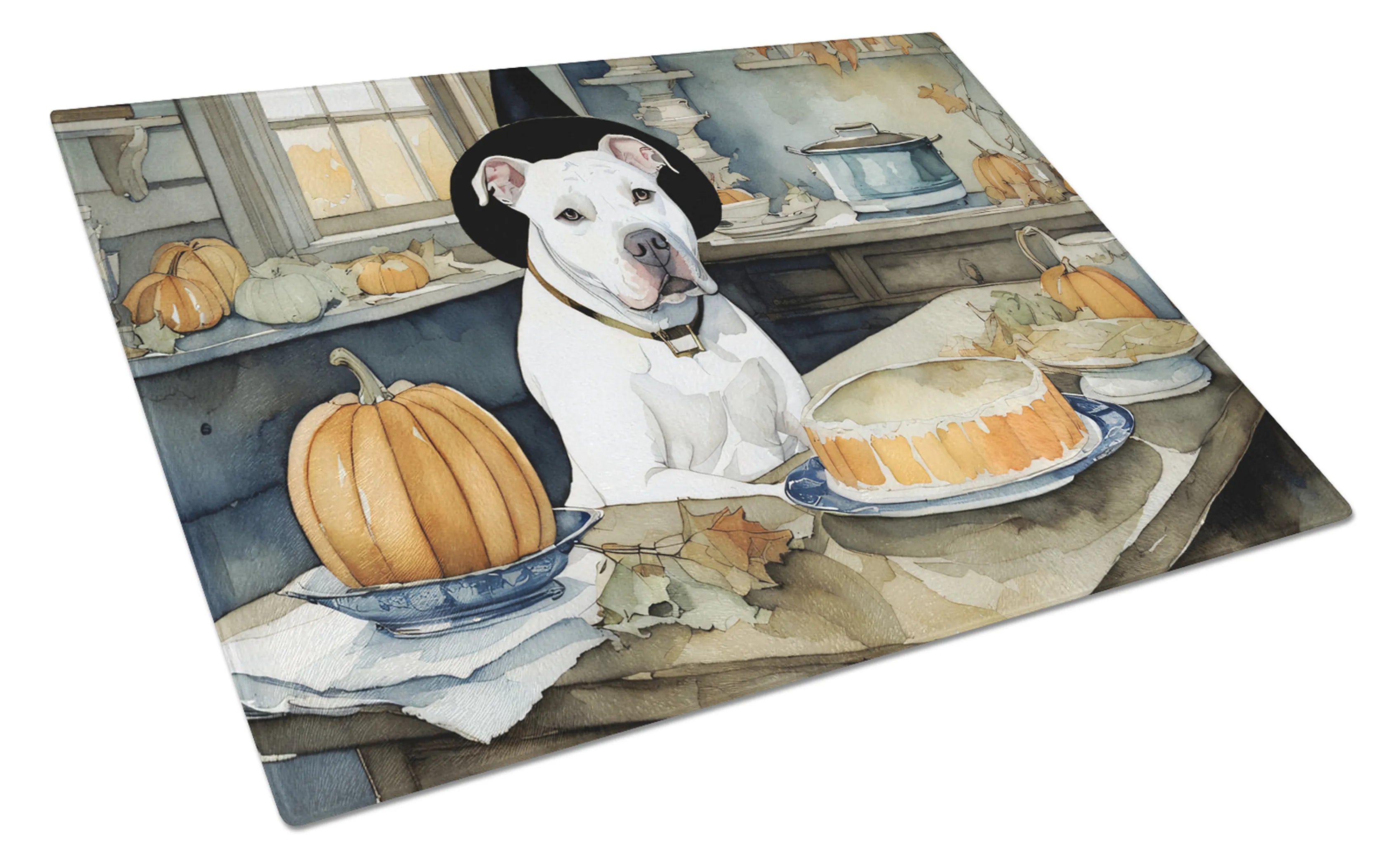 Fall Kitchen Pumpkin Pie Glass Cutting Board - Size: LARGE | Pack Of: 1 | Collection name: Fall kitchen pumpkin pie