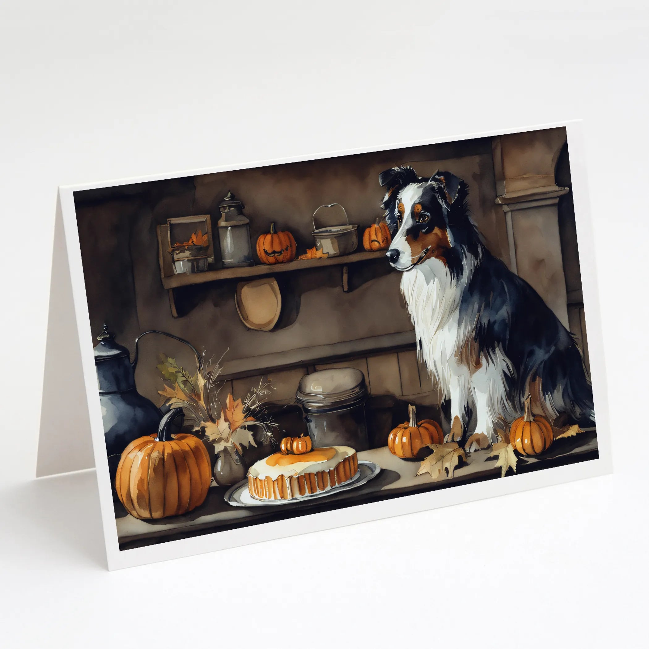 Fall Kitchen Pumpkin Pie Greeting Cards  - Size: 5X7 | Pack Of: 1 | Collection name: Fall kitchen pumpkin pie