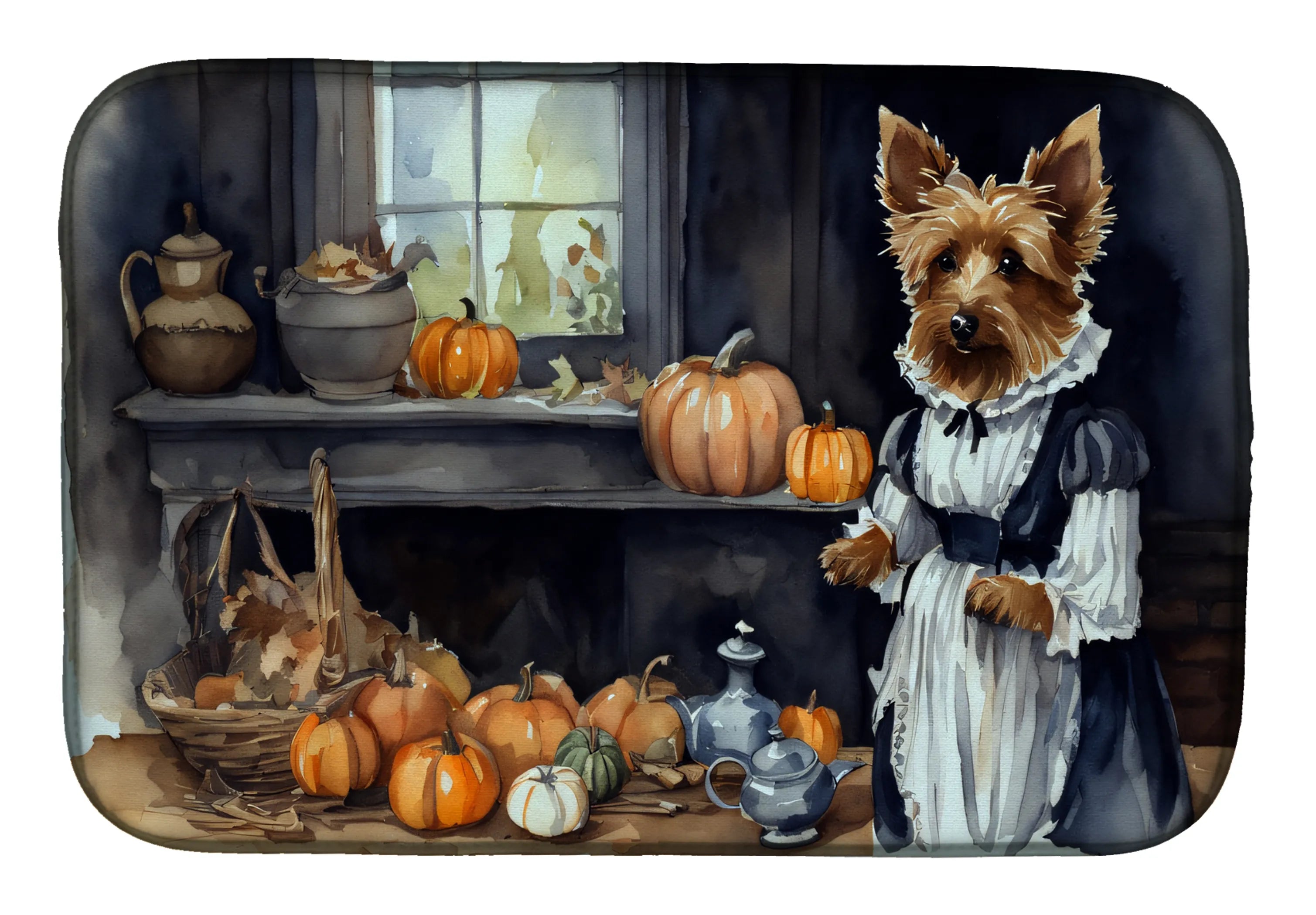 Fall Kitchen Pumpkin Pie Dish Drying Mat - Size: 14  X 21" | Pack Of: 1 | Collection name: Fall kitchen pumpkin pie