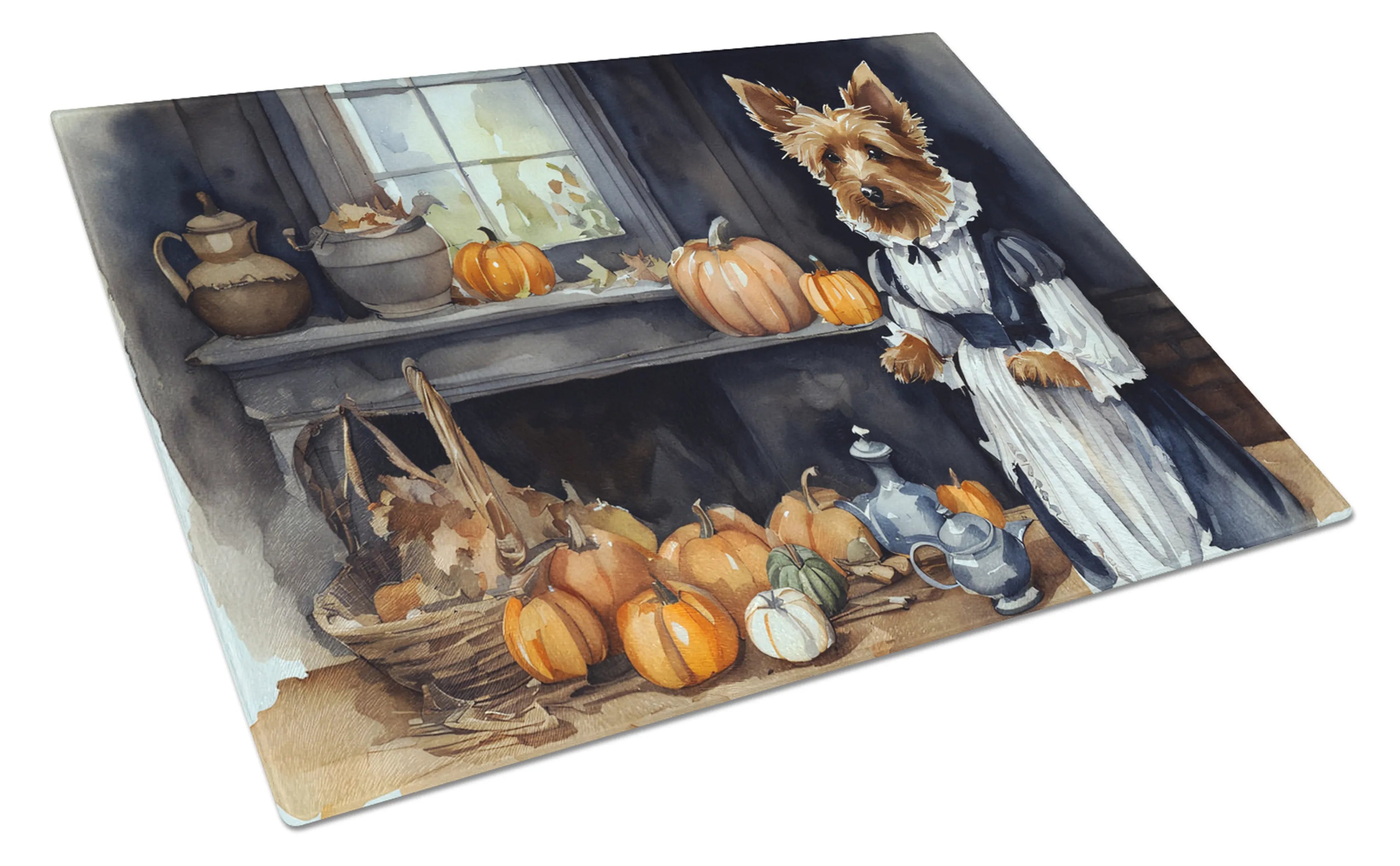 Fall Kitchen Pumpkin Pie Glass Cutting Board - Size: LARGE | Pack Of: 1 | Collection name: Fall kitchen pumpkin pie