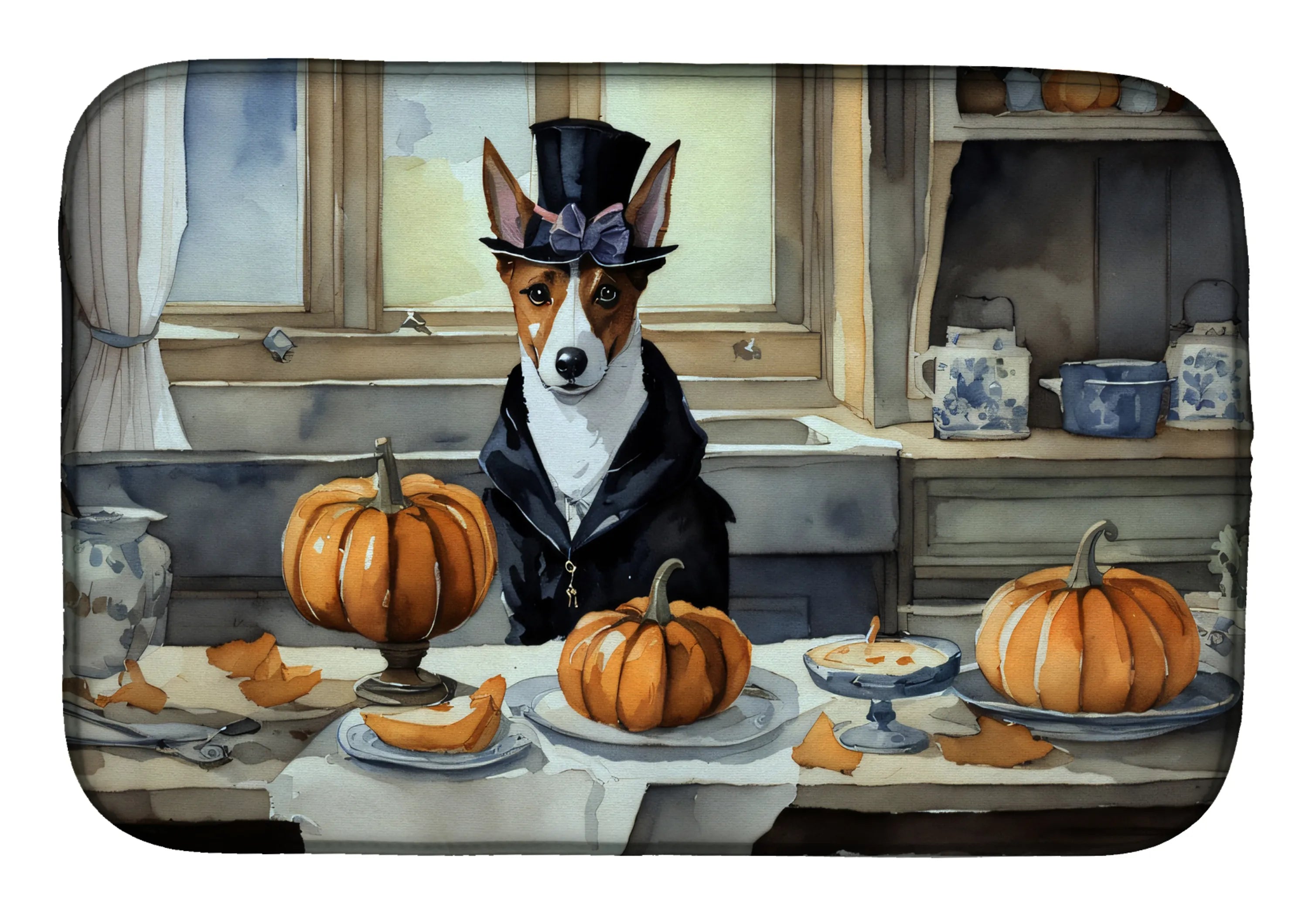 Fall Kitchen Pumpkin Pie Dish Drying Mat - Size: 14  X 21" | Pack Of: 1 | Collection name: Fall kitchen pumpkin pie