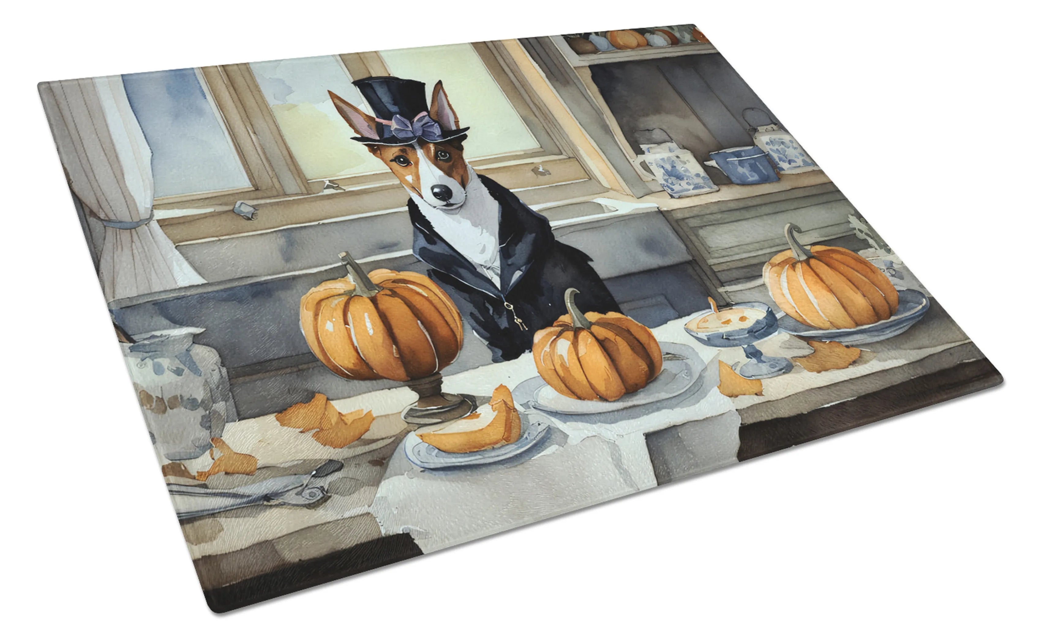 Fall Kitchen Pumpkin Pie Glass Cutting Board - Size: LARGE | Pack Of: 1 | Collection name: Fall kitchen pumpkin pie