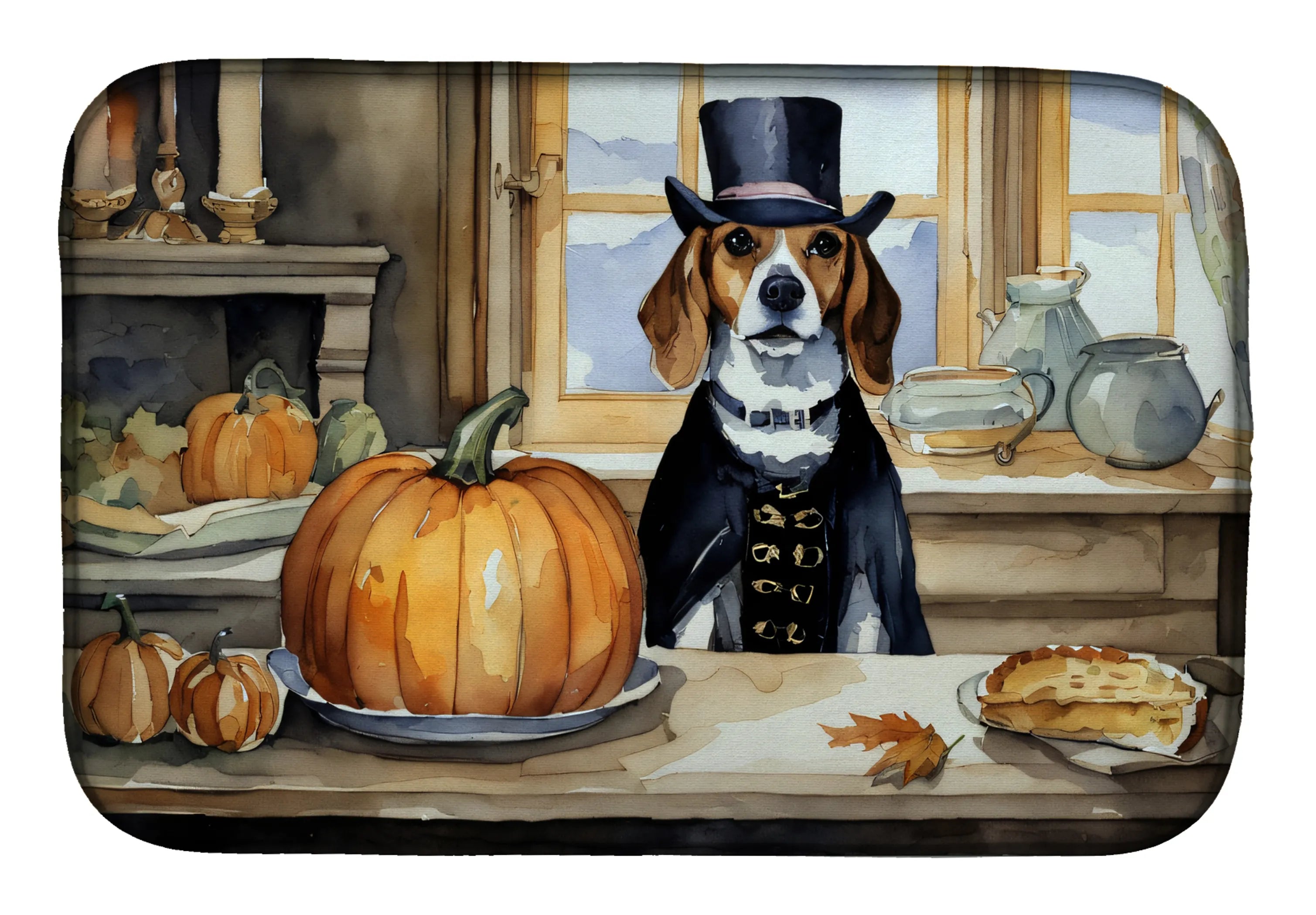 Fall Kitchen Pumpkin Pie Dish Drying Mat - Size: 14  X 21" | Pack Of: 1 | Collection name: Fall kitchen pumpkin pie