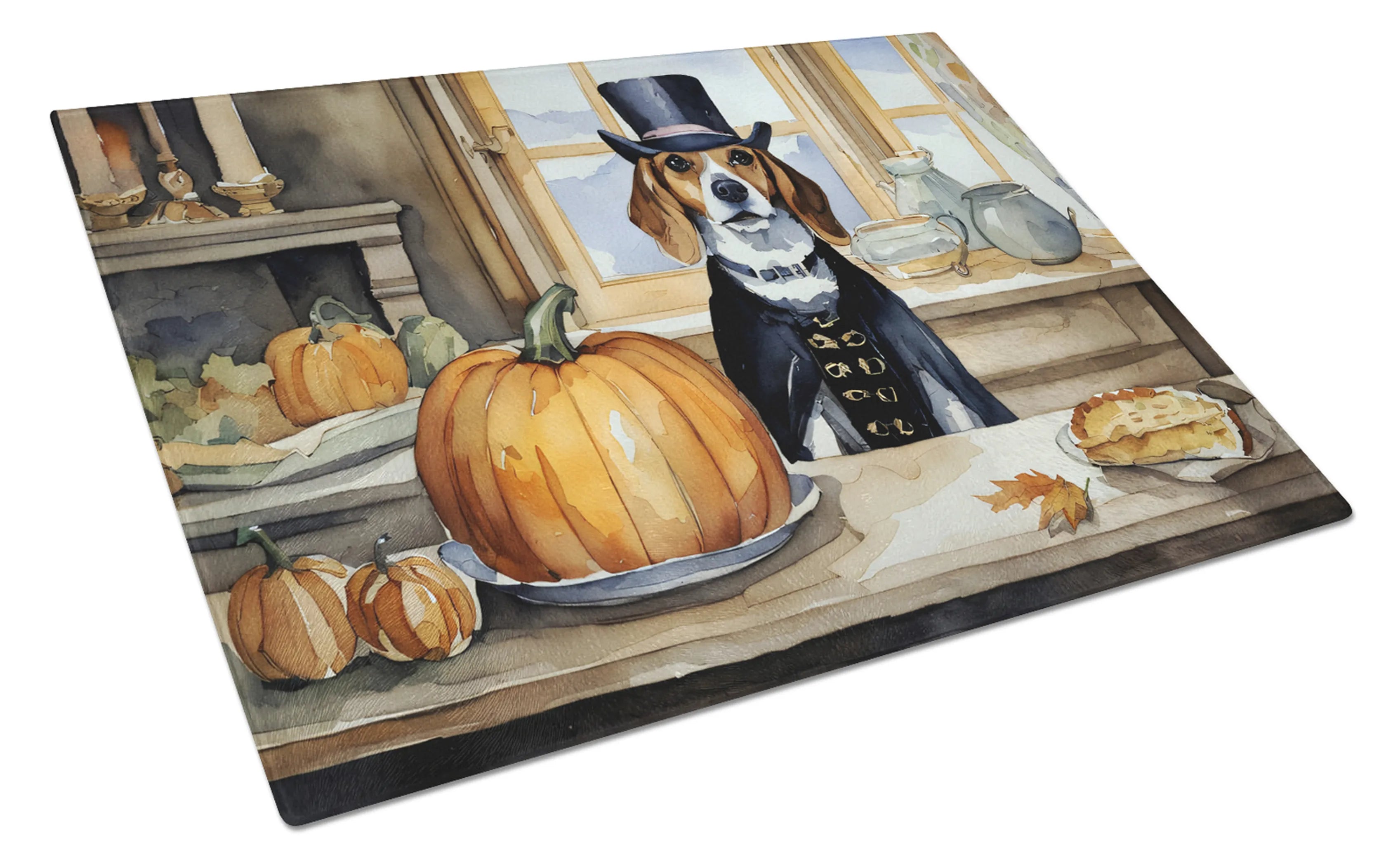 Fall Kitchen Pumpkin Pie Glass Cutting Board - Size: LARGE | Pack Of: 1 | Collection name: Fall kitchen pumpkin pie