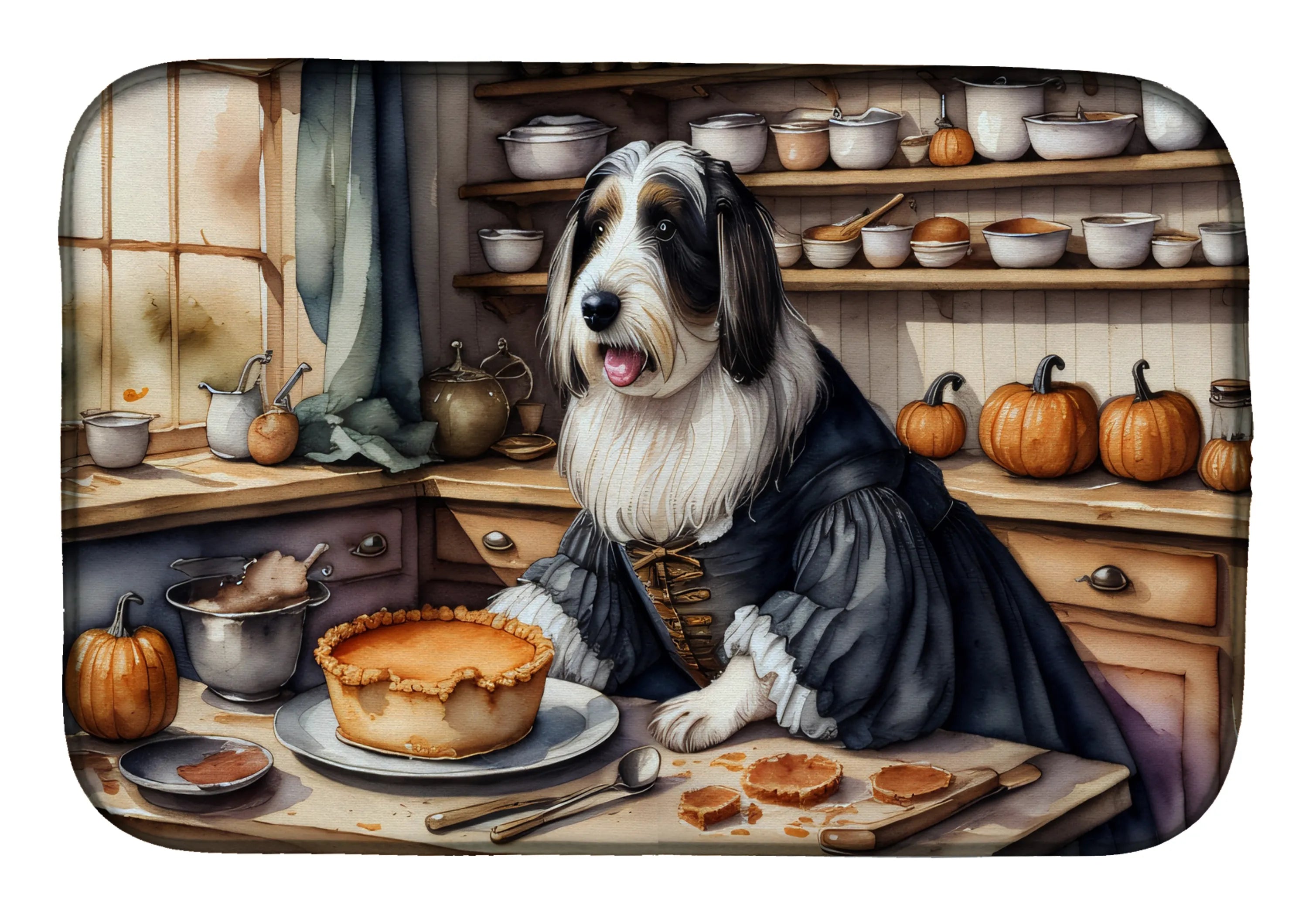 Fall Kitchen Pumpkin Pie Dish Drying Mat - Size: 14  X 21" | Pack Of: 1 | Collection name: Fall kitchen pumpkin pie