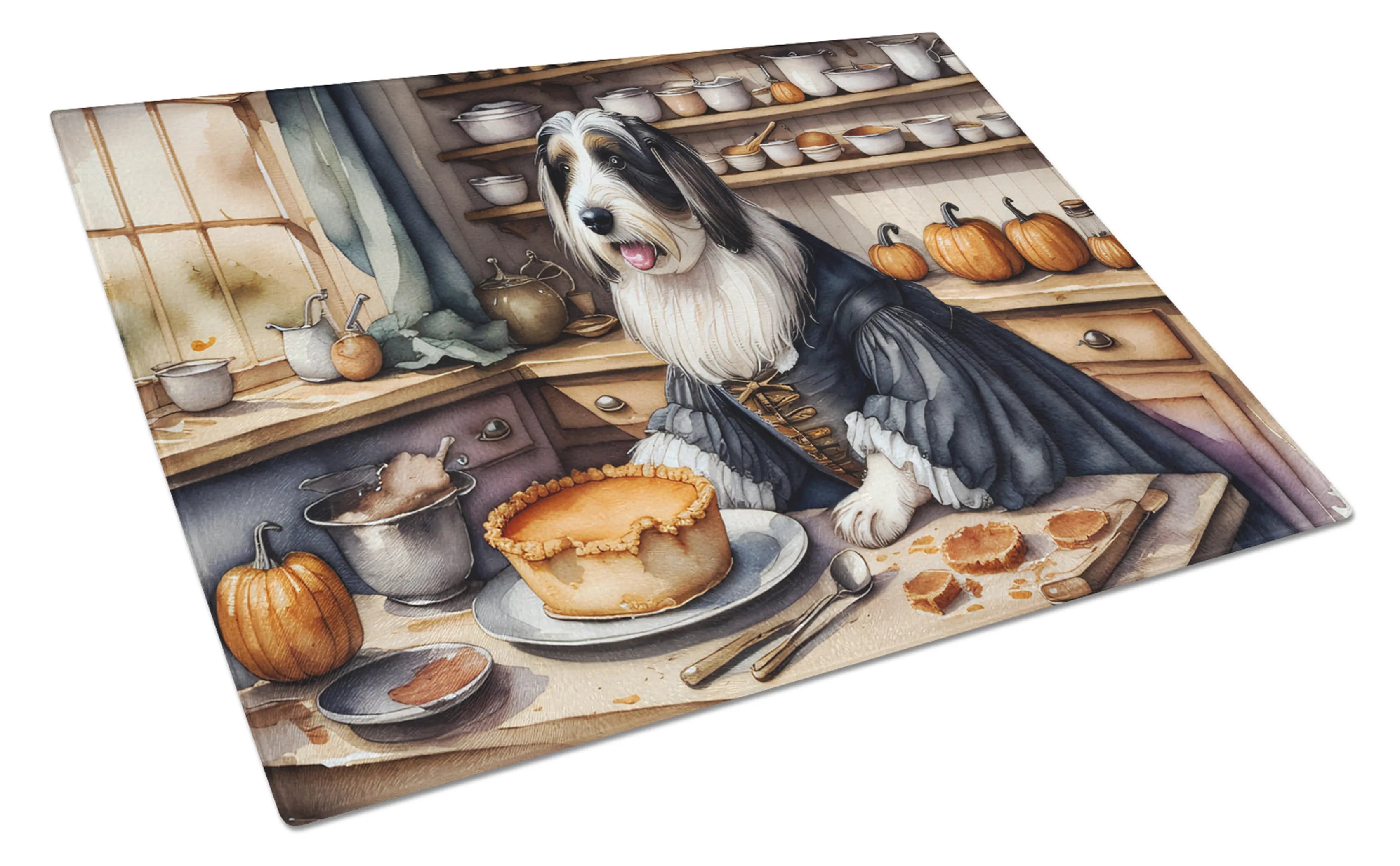 Fall Kitchen Pumpkin Pie Glass Cutting Board - Size: LARGE | Pack Of: 1 | Collection name: Fall kitchen pumpkin pie