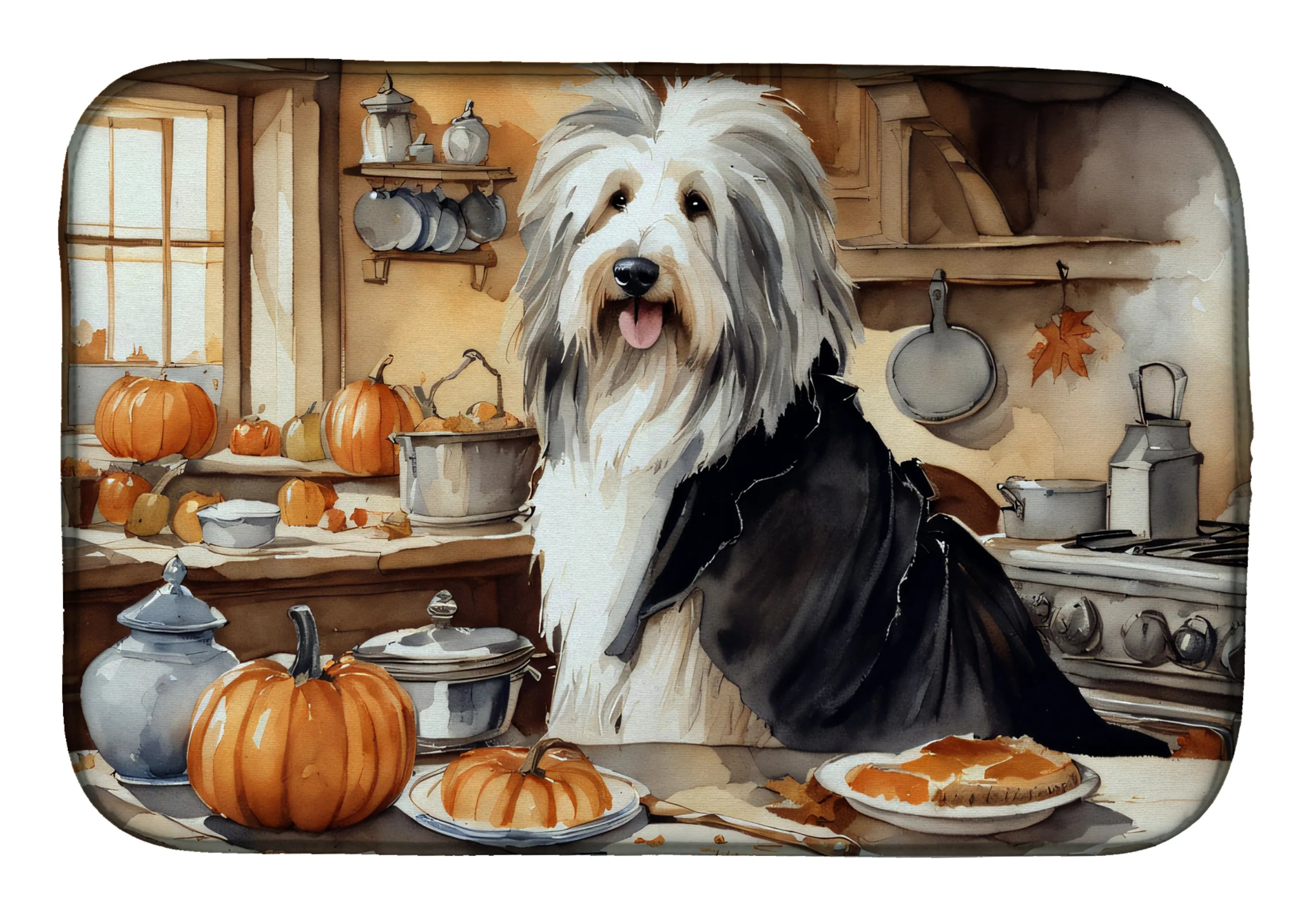 Fall Kitchen Pumpkin Pie Dish Drying Mat - Size: 14  X 21" | Pack Of: 1 | Collection name: Fall kitchen pumpkin pie