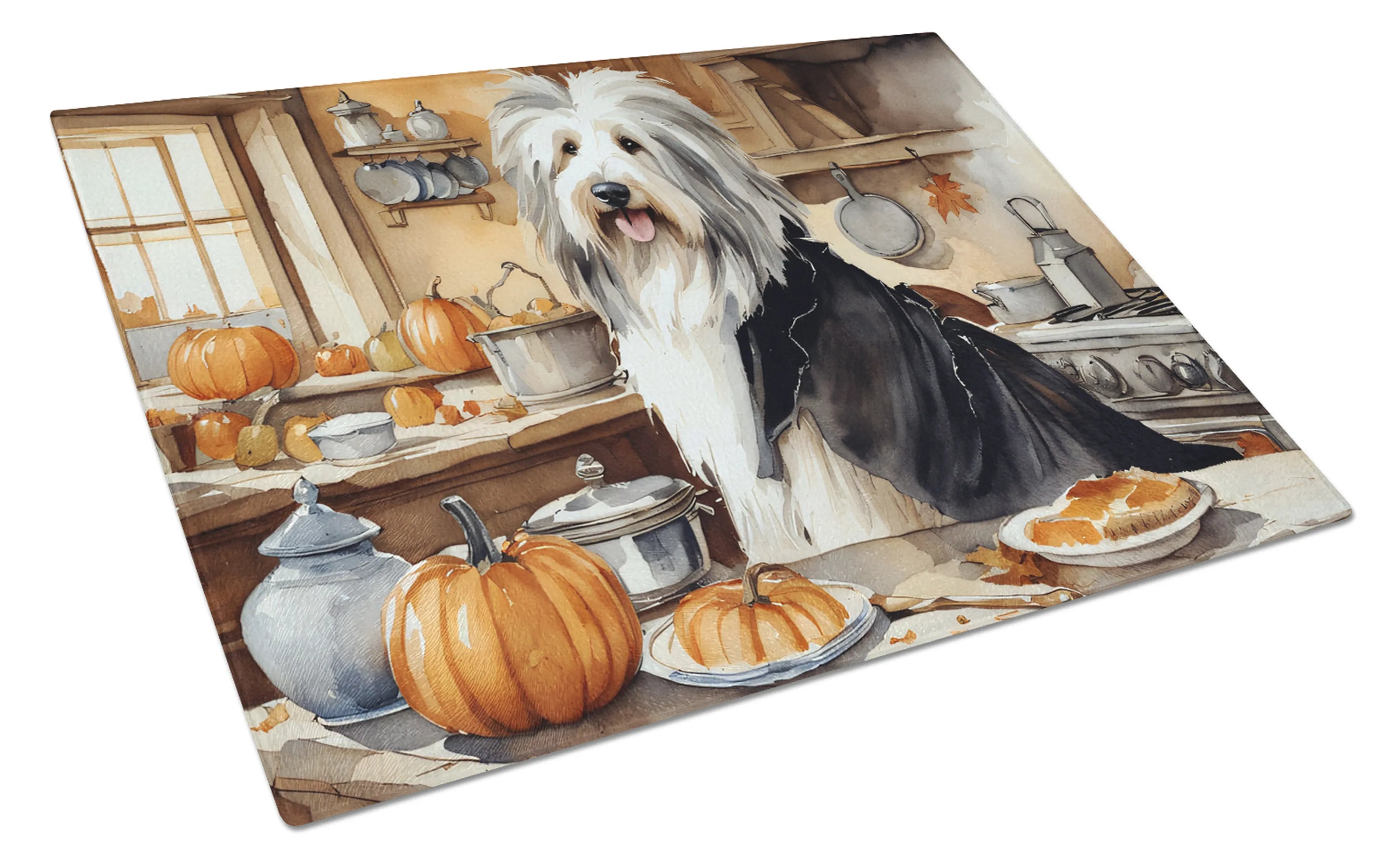 Fall Kitchen Pumpkin Pie Glass Cutting Board - Size: LARGE | Pack Of: 1 | Collection name: Fall kitchen pumpkin pie